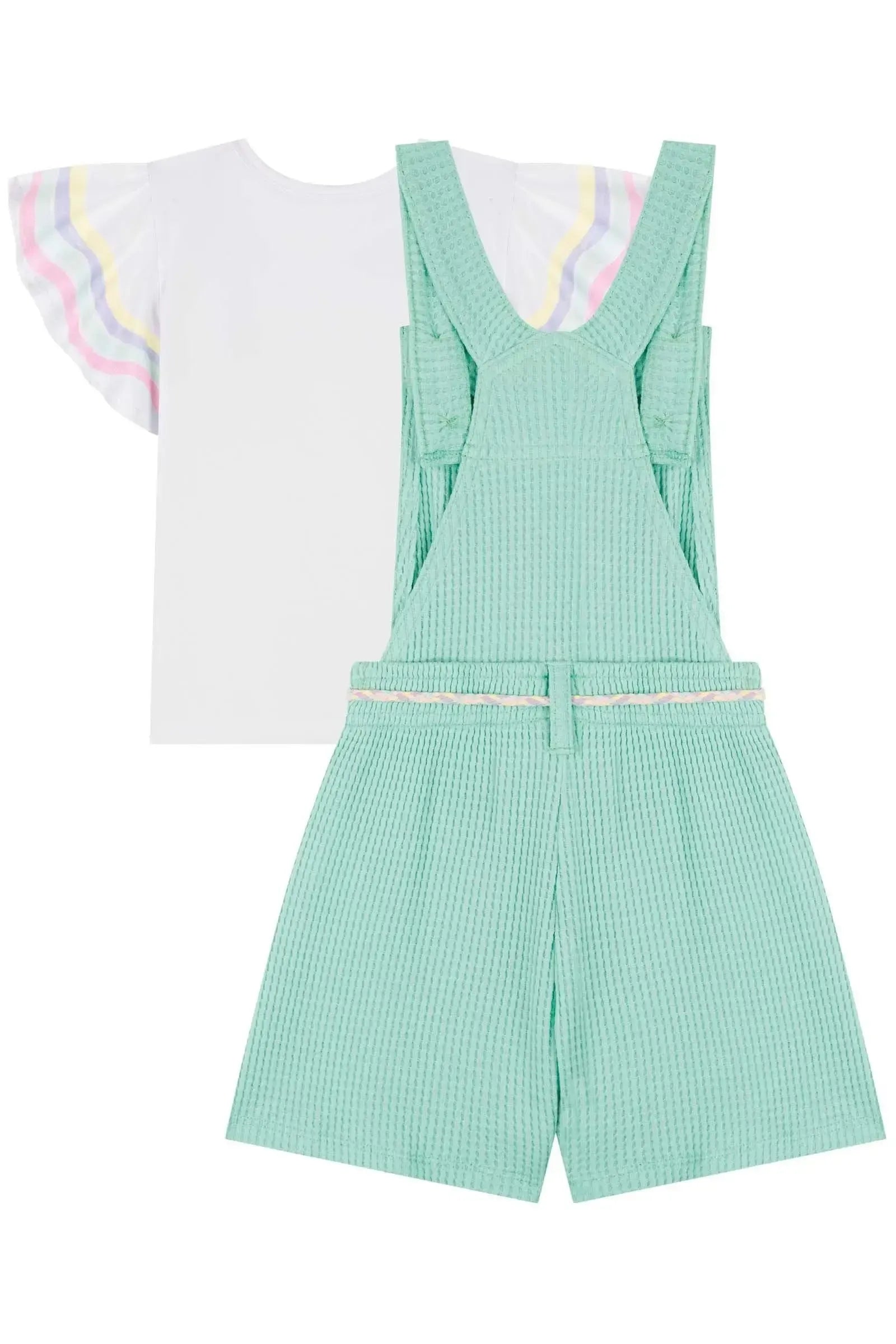 Conjunto de Jardineira em Moletom Textura e Blusa em Malha Power 84100 Kukiê Infantil Menina