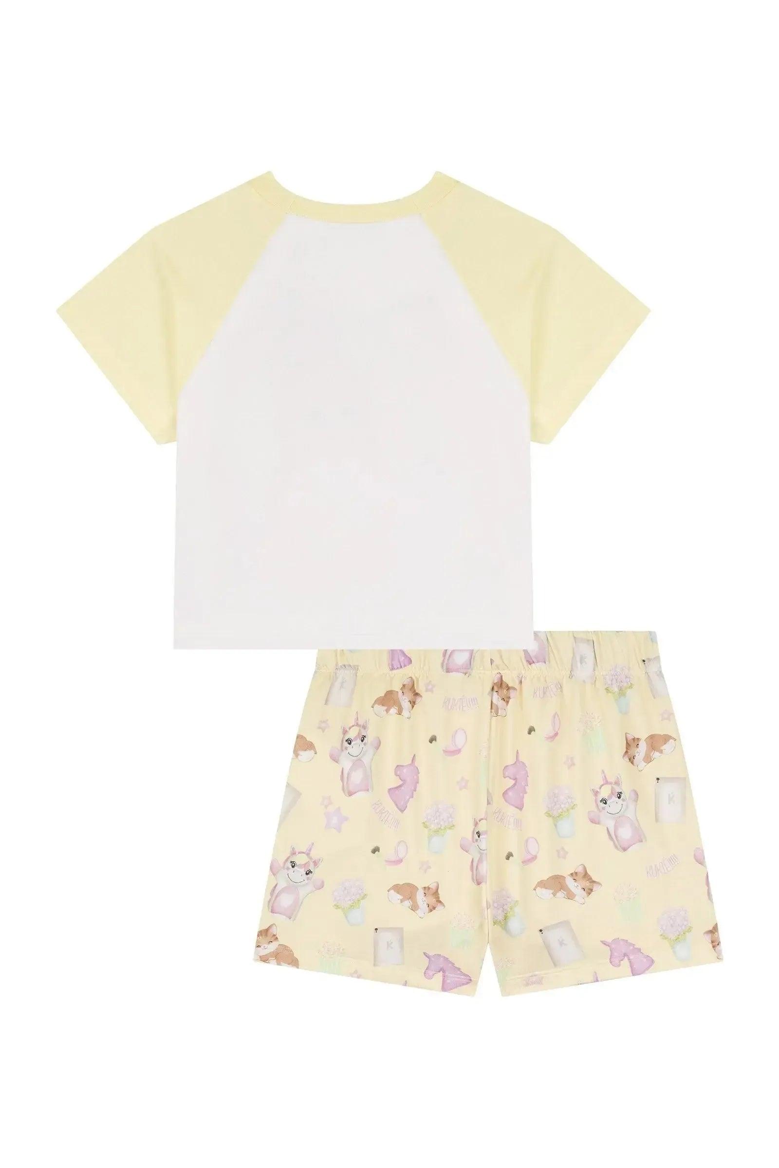 Conjunto de Pijama de Blusa Boxy e Shorts em Malha Comfy 88746 Kukiê Infantil Menina