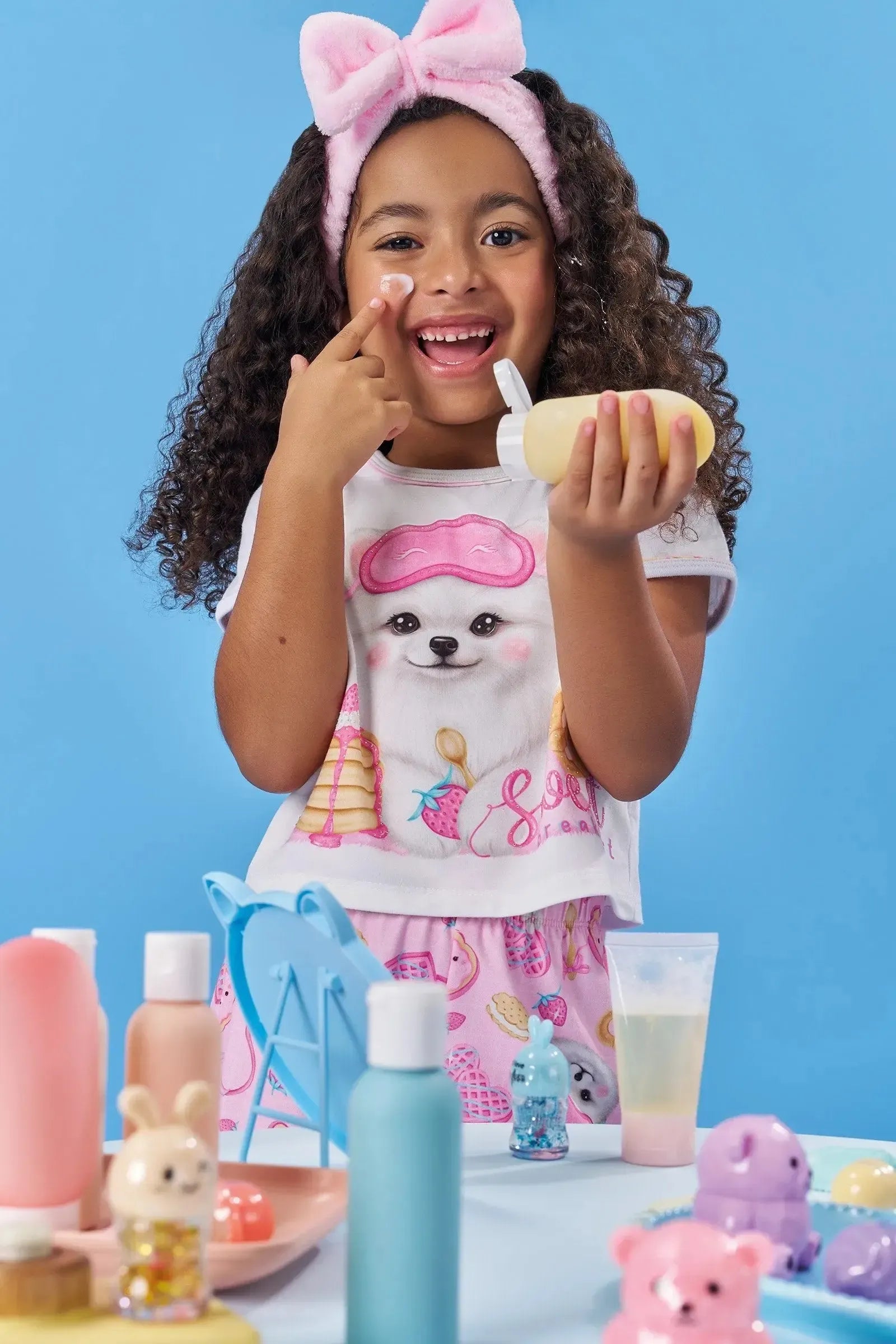 Conjunto de Pijama de Blusa Boxy em Meia Malha e Shorts em Malha Comfy 83069 Kukiê Infantil Menina