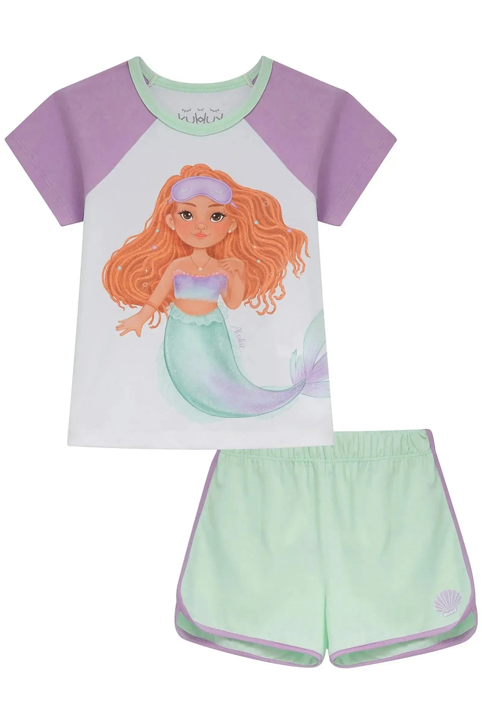 Conjunto de Pijama de Blusa e Shorts em Meia Malha 94283 Kukiê Infantil Menina
