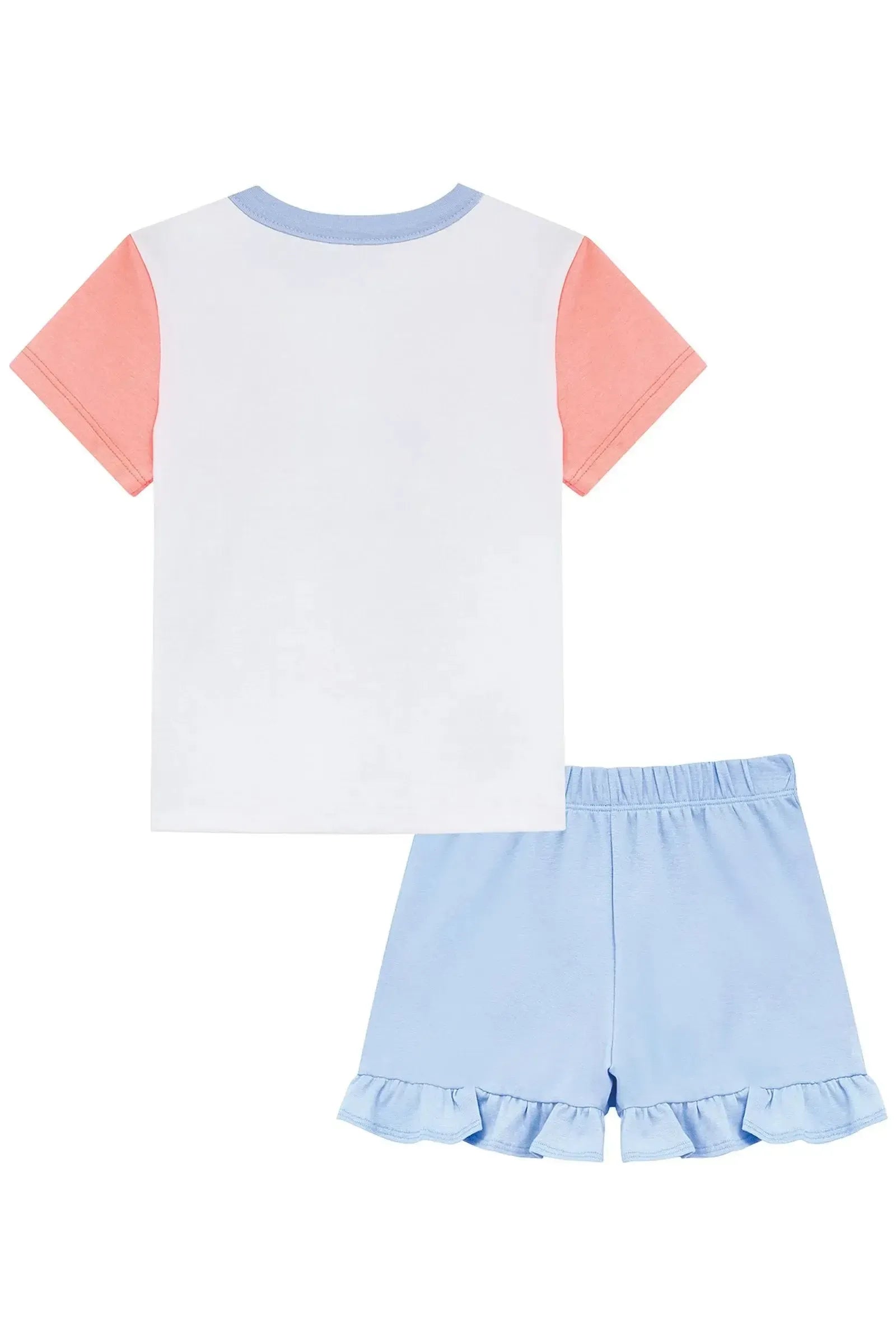 Conjunto de Pijama de Blusa e Shorts em Meia Malha 94315 Kukiê Infantil Menina