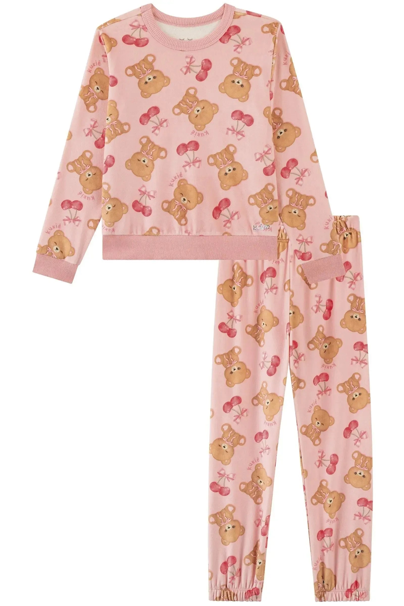 Conjunto de Pijama de Blusão e Calça em Fleece Luxo 89275 Kukiê Infantil Menina