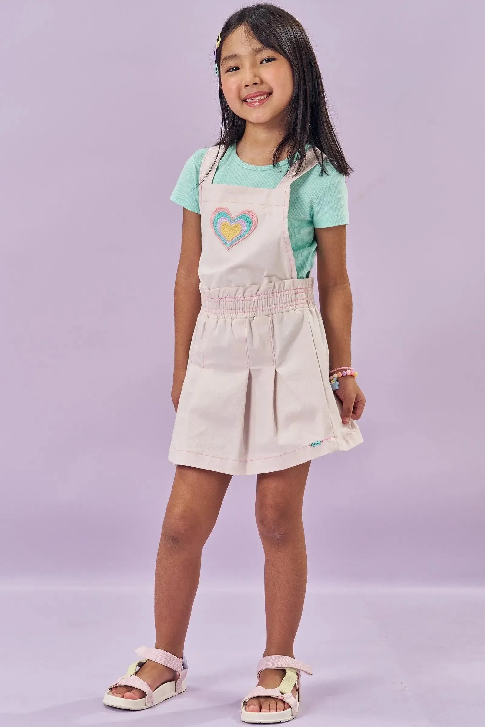 Conjunto de Salopete em Sarja com Elastano e Blusa em Canelado 83554 Kukiê Infantil Menina