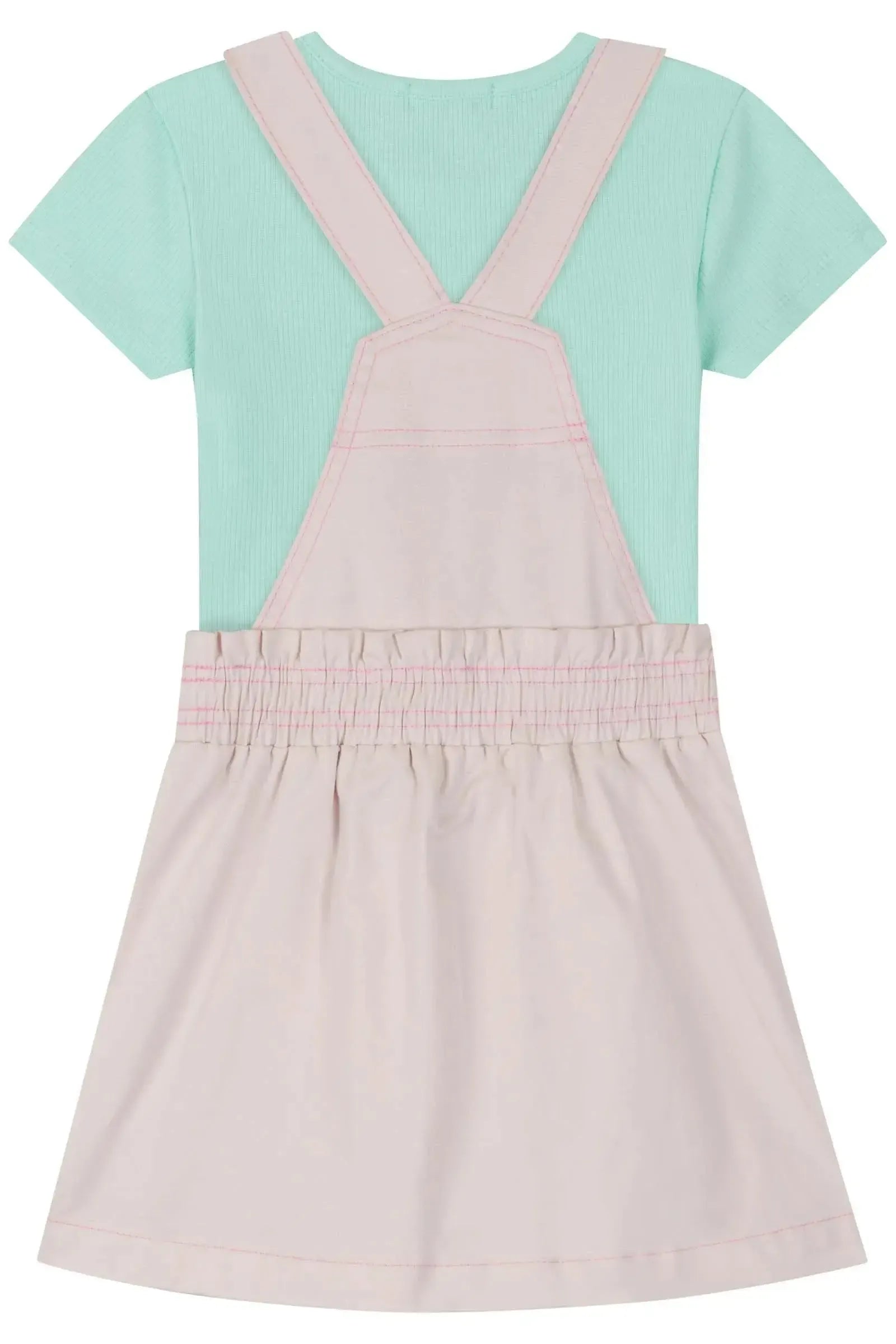 Conjunto de Salopete em Sarja com Elastano e Blusa em Canelado 83554 Kukiê Infantil Menina