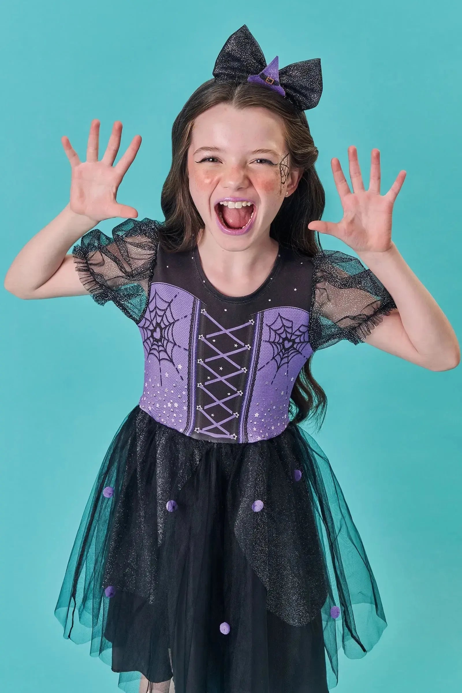 Fantasia de Bruxinha em Fly Tech e Tule. Acompanha Tiara 85750 Infanti Infantil Menina