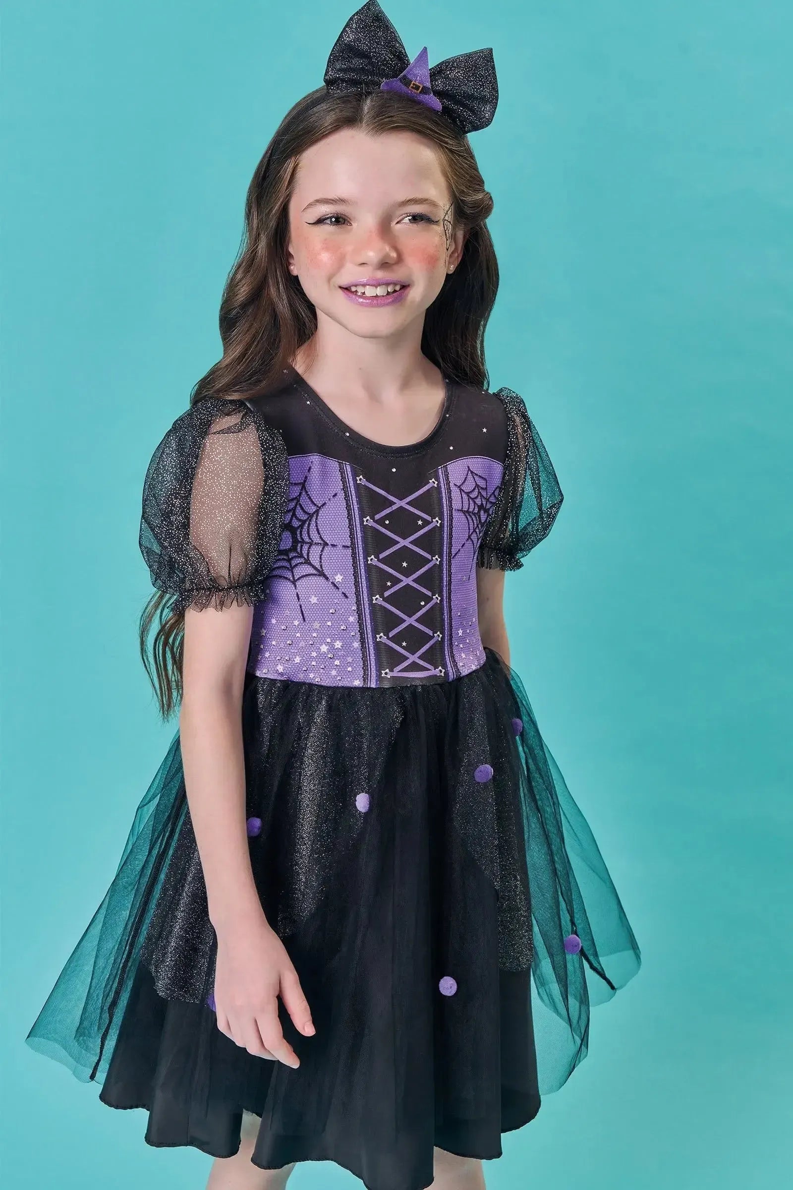 Fantasia de Bruxinha em Fly Tech e Tule. Acompanha Tiara 85750 Infanti Infantil Menina