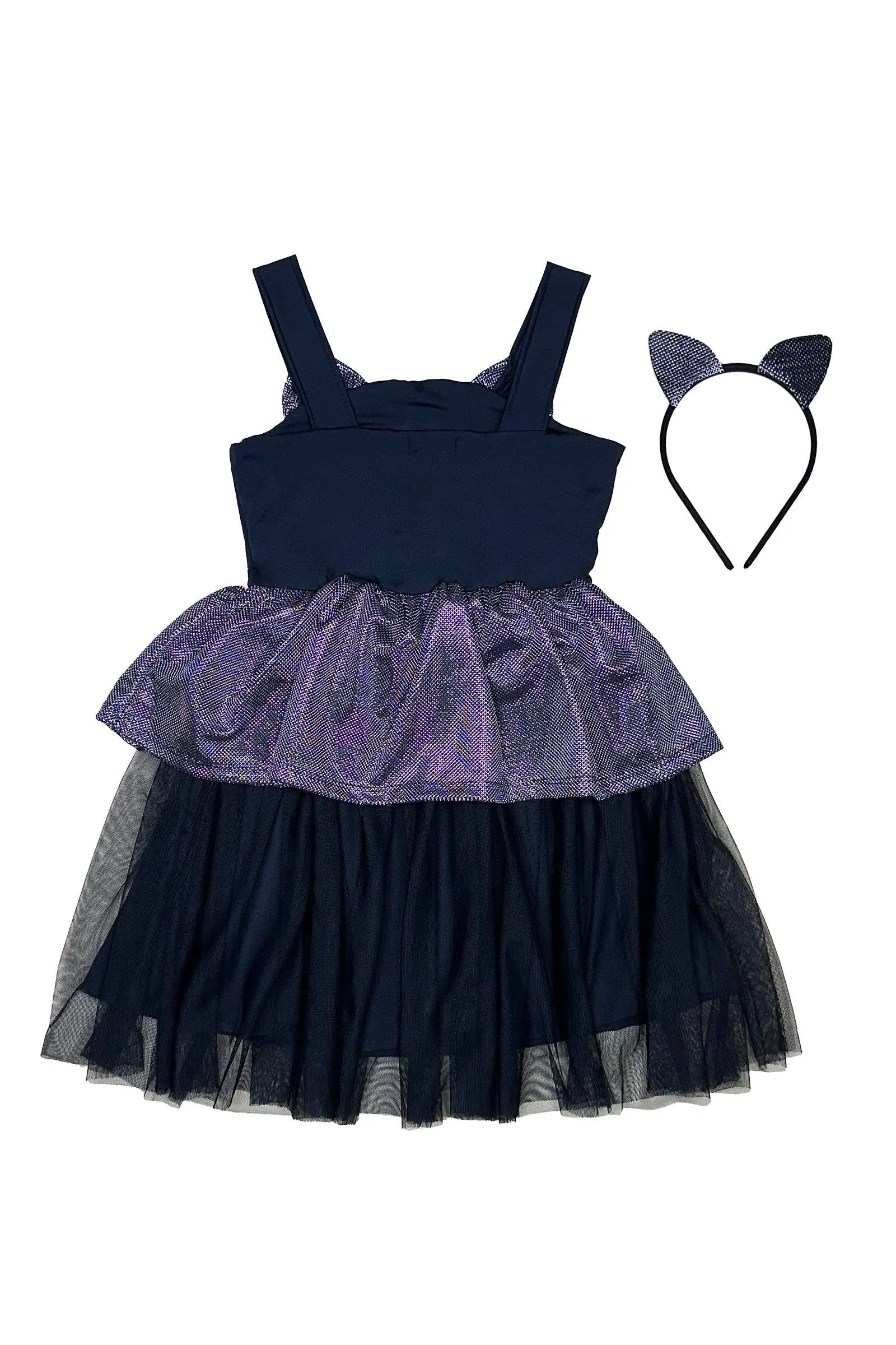 Fantasia de Gatinha em Malha Uv e Tule. Acompanha Tiara 77061 Infanti