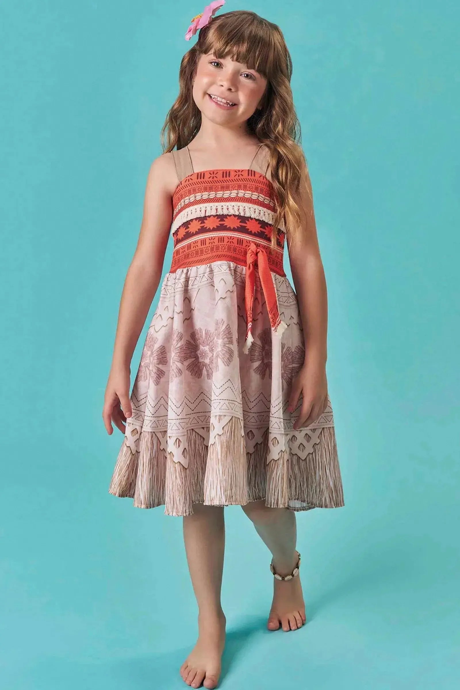 Fantasia de Havaiana em Fly Tech e Nylon 85749 Infanti Infantil Menina