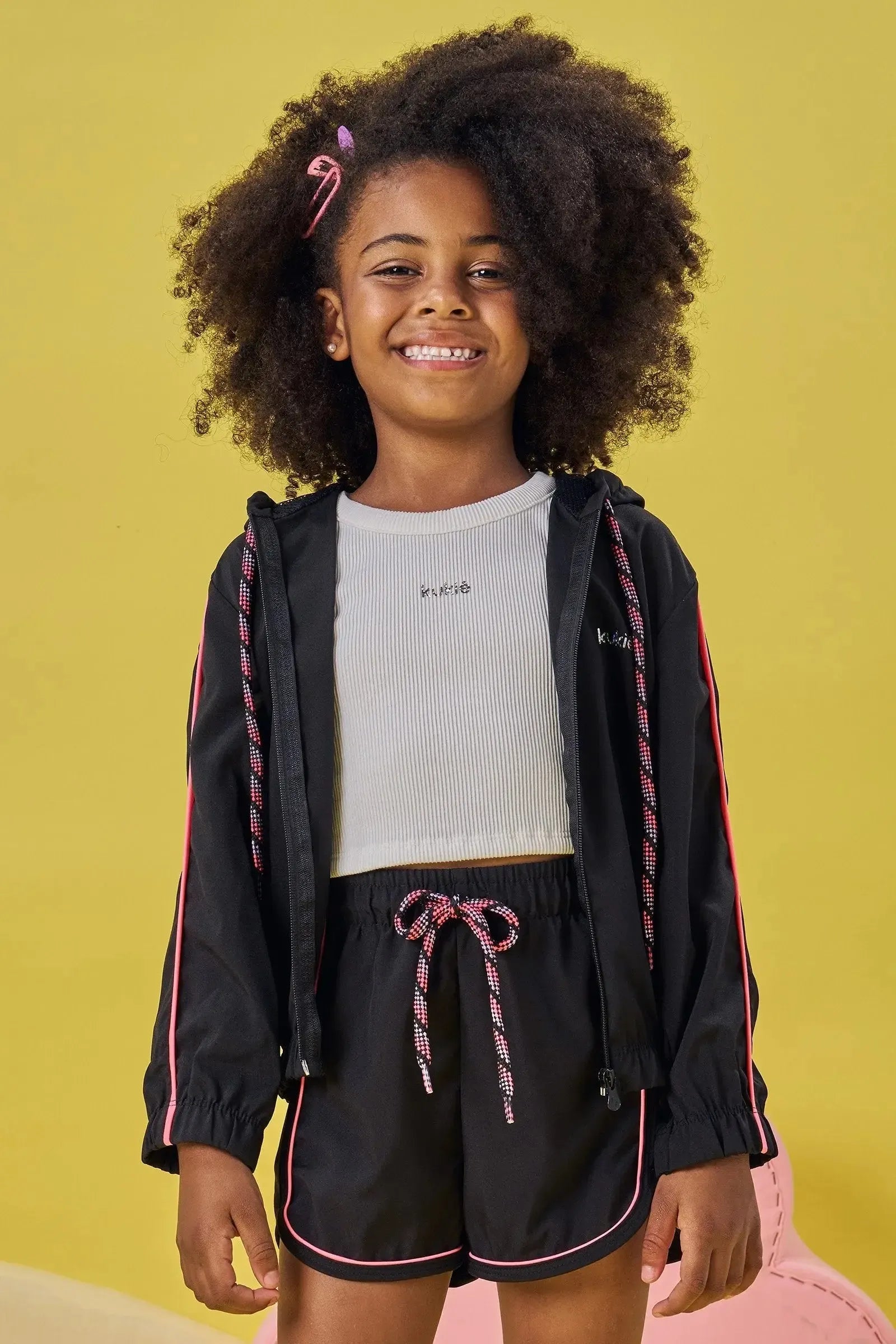 Jaqueta Corta Vento em Nylon com Elastano 83792 Kukiê Infantil Menina