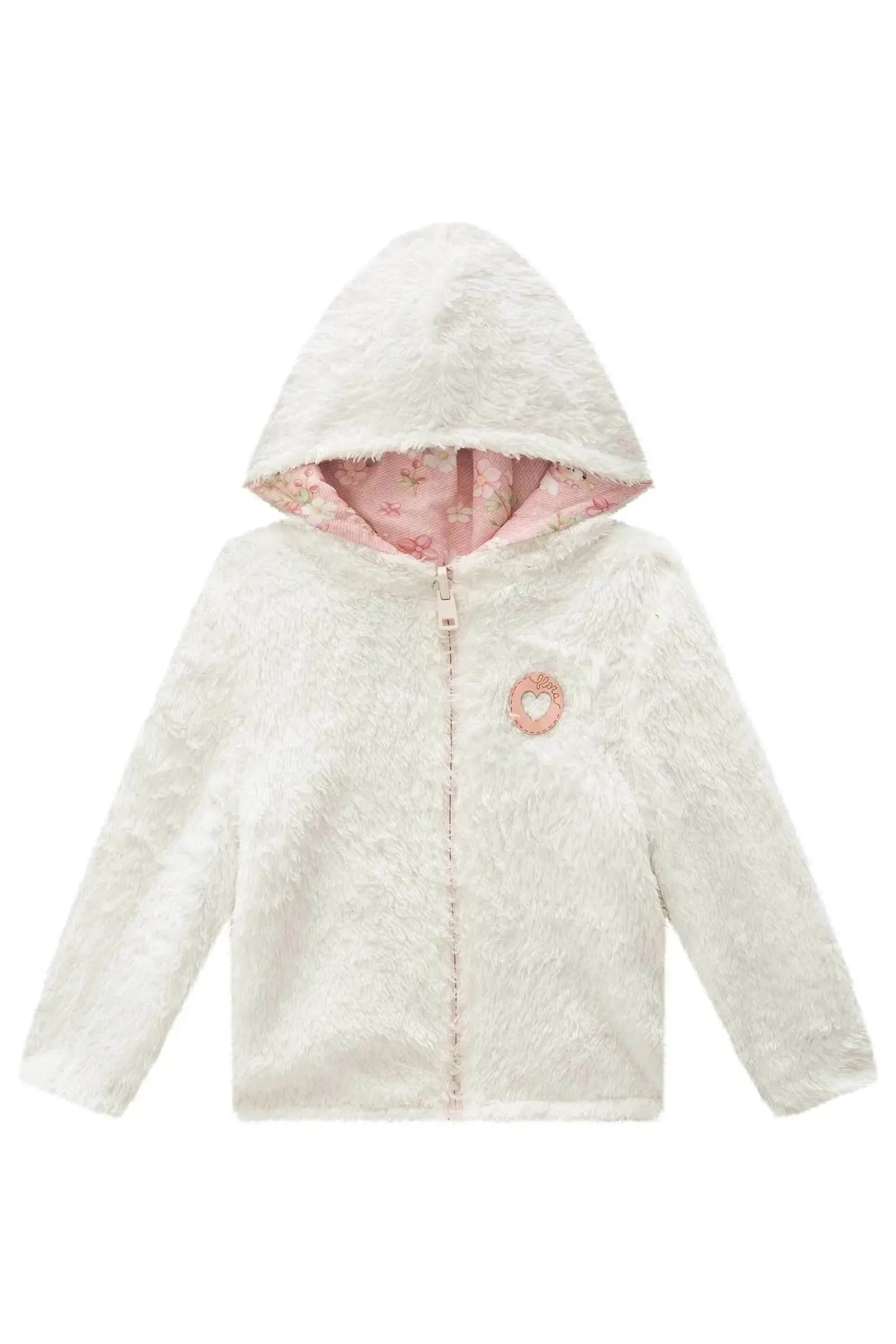 Jaqueta Reversível em Nylon e Pelo Carneirinho Dublado 89657 Infanti Bebê Menina