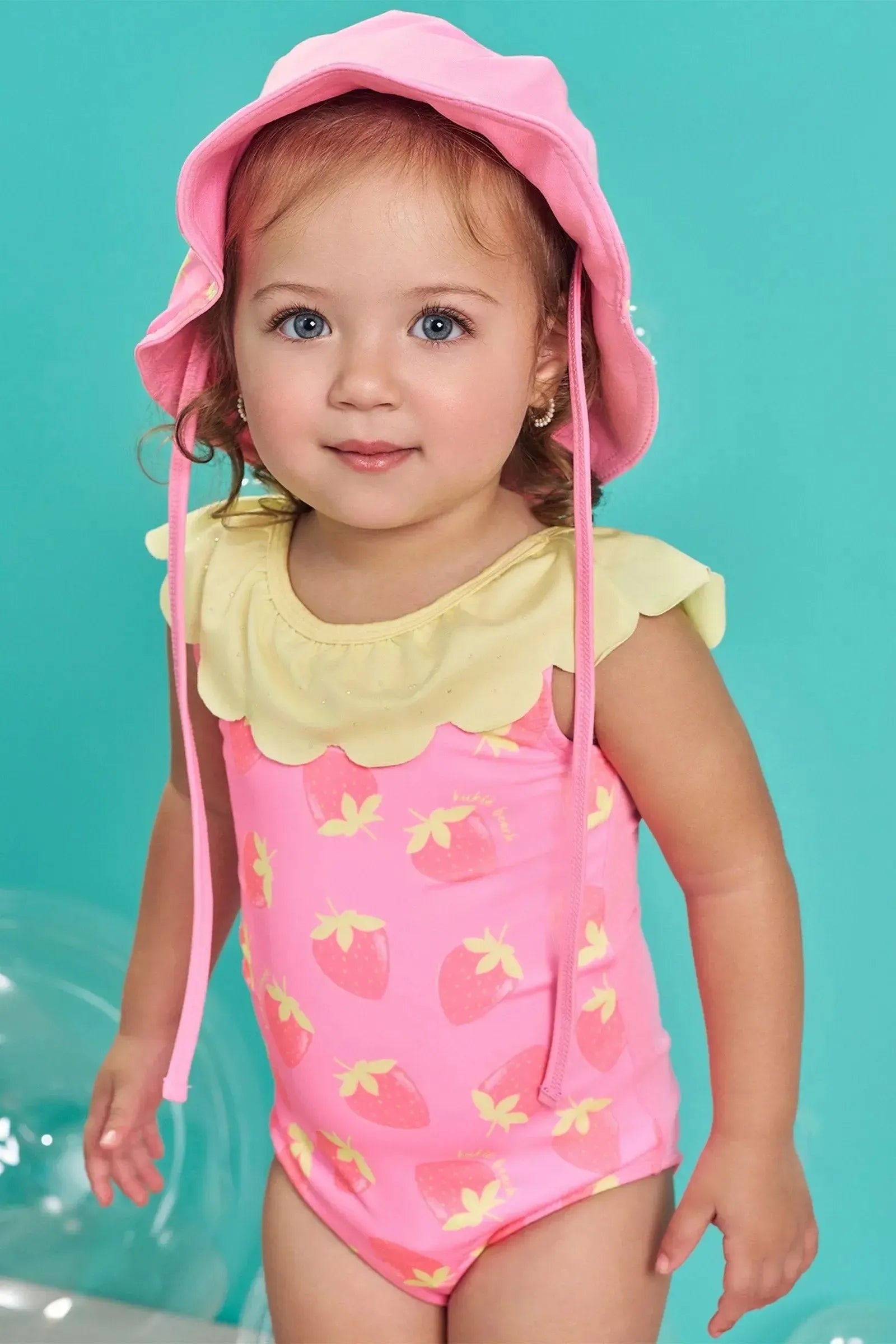 Maiô e Chapéu em Malha com Proteção UV 50+ 83031 Kukiê Bebê Menina