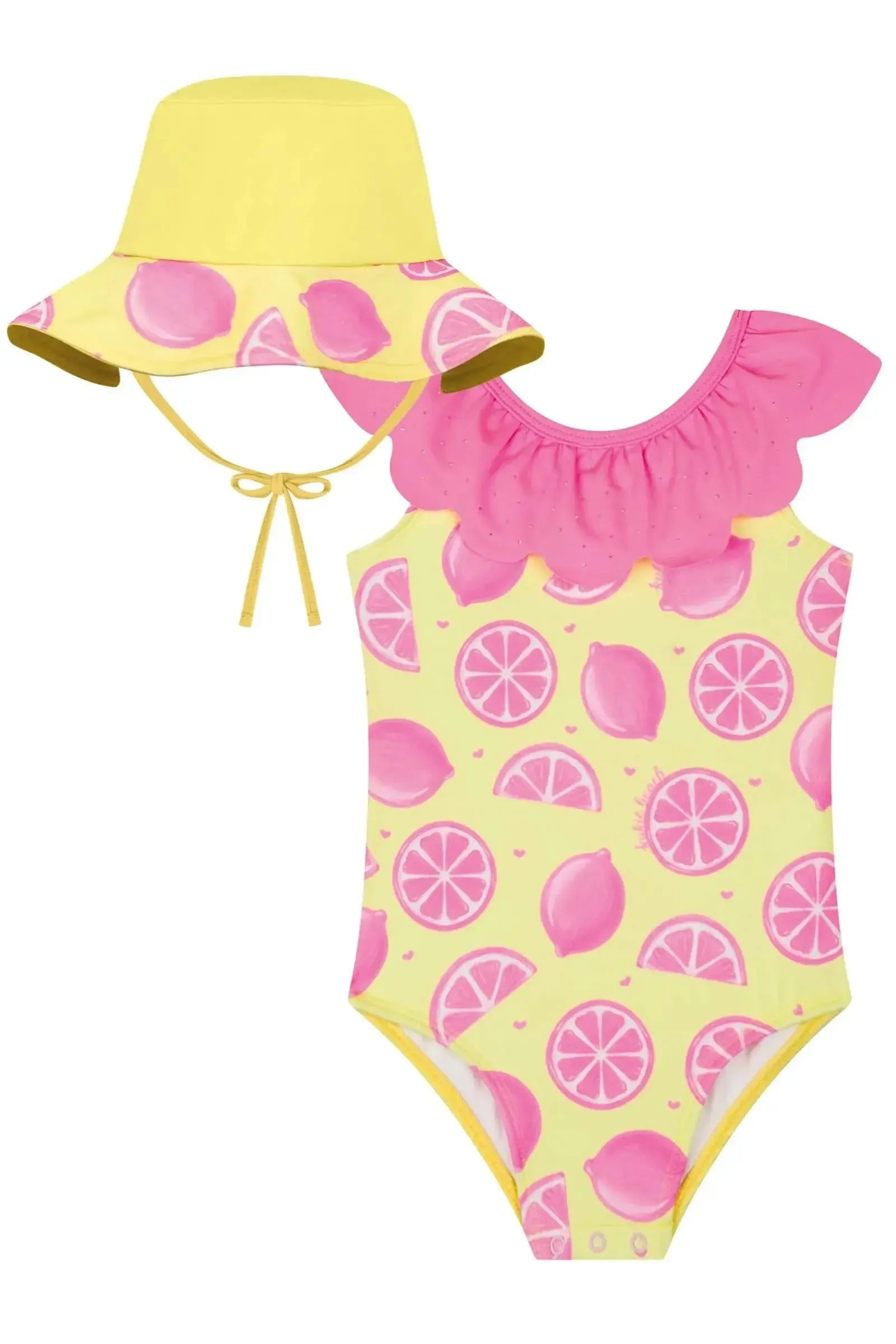 Maiô e Chapéu em Malha com Proteção UV 50+ 83031 Kukiê Bebê Menina