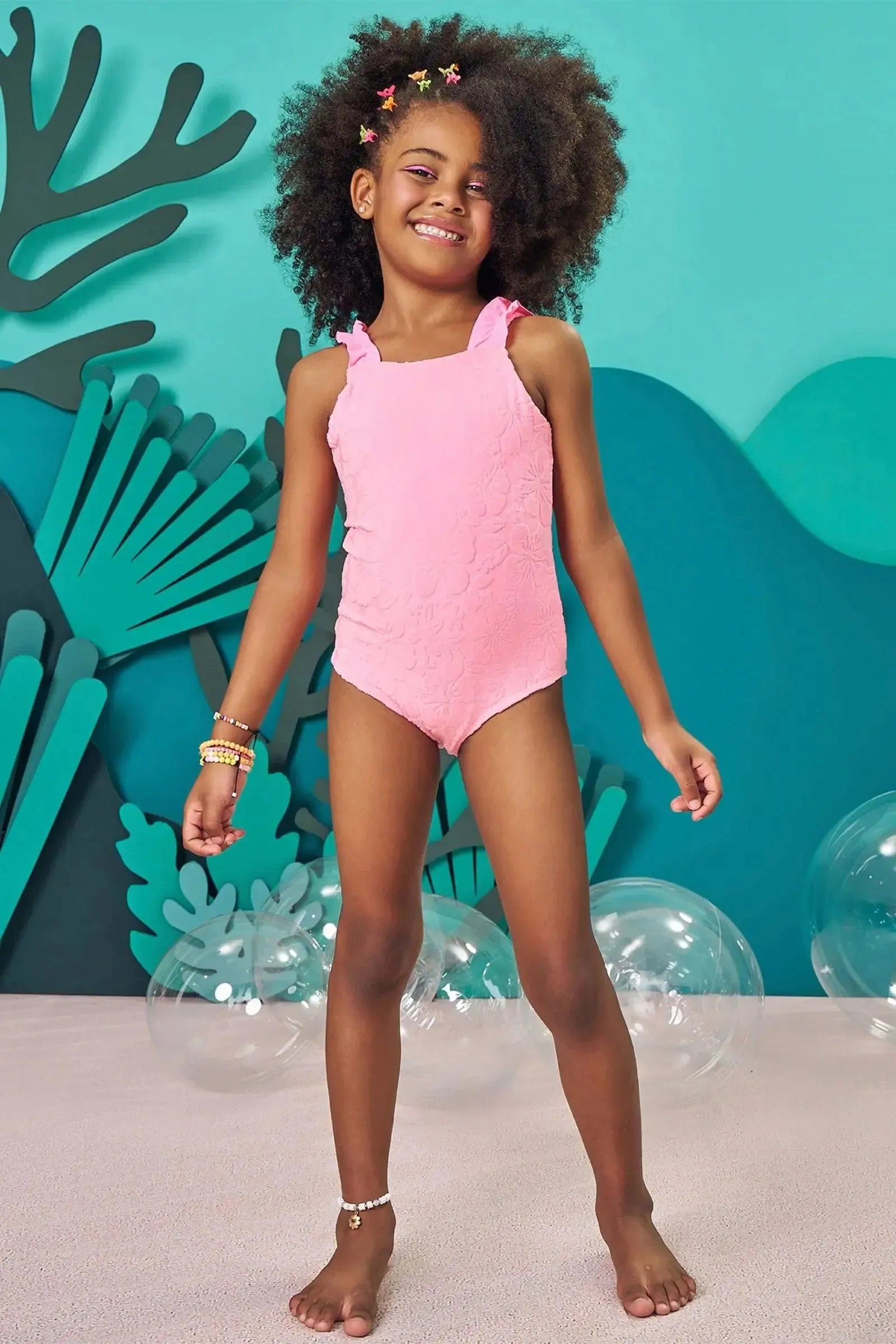 Maiô em Malha Atoalhada Hibisco 83081 Kukiê Infantil Menina