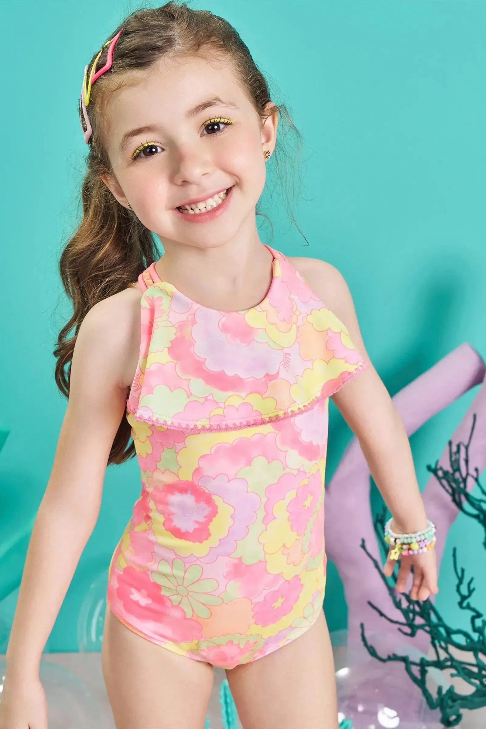 Maiô em Malha com Proteção UV 50+ 83049 Kukiê Infantil Menina