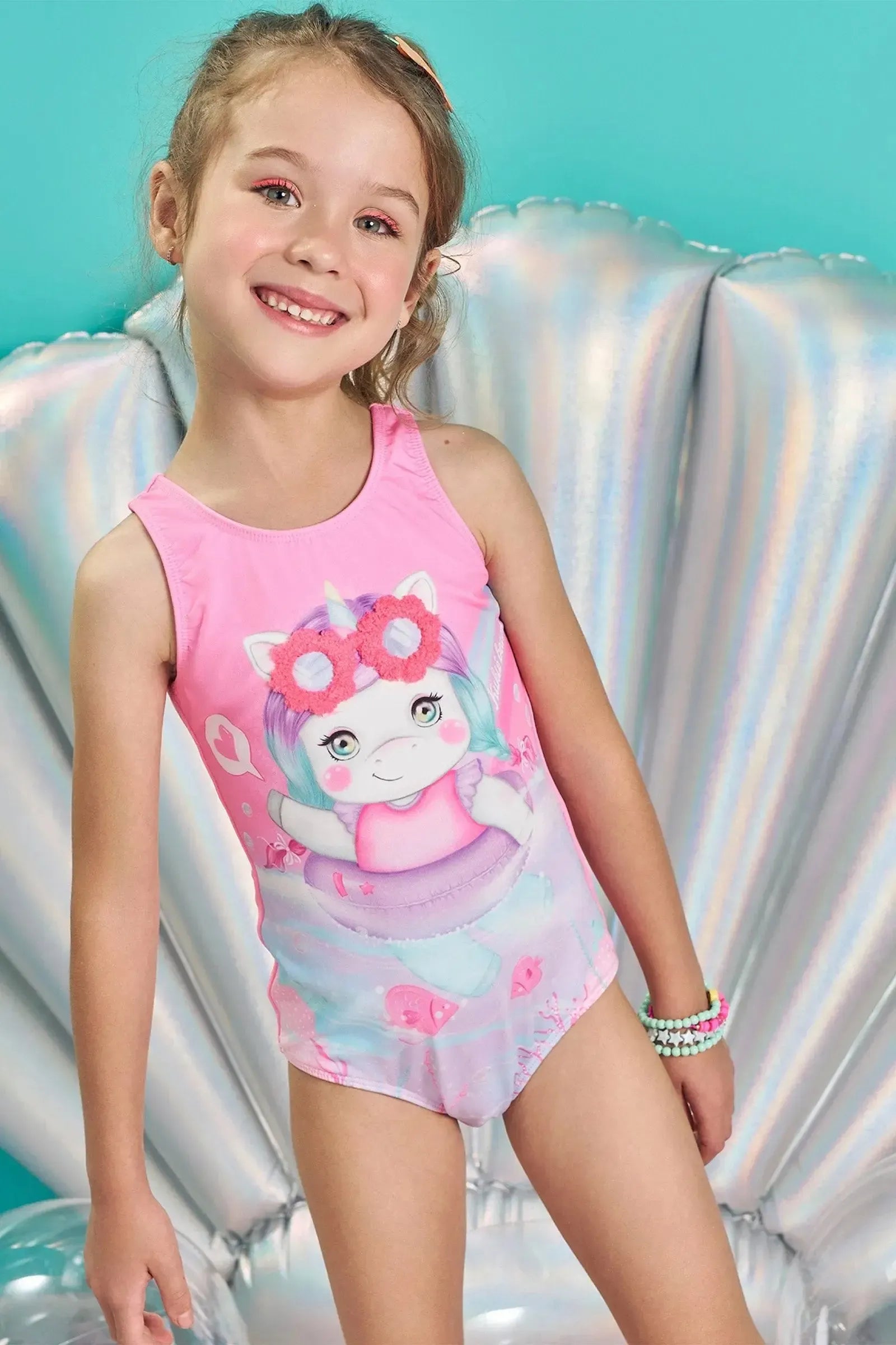 Maiô em Malha com Proteção UV 50+ 83563 Kukiê Infantil Menina