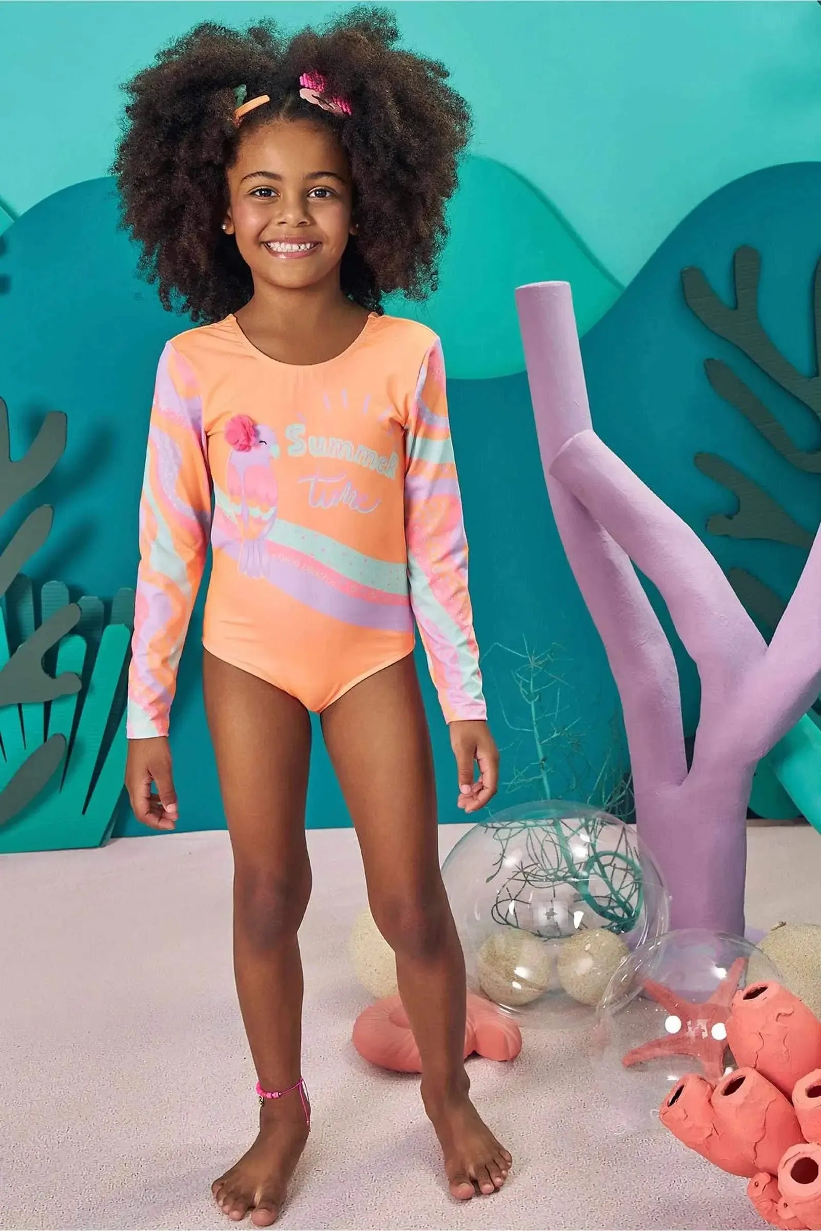 Maiô em Malha com Proteção UV 50+ 83578 Kukiê Infantil Menina