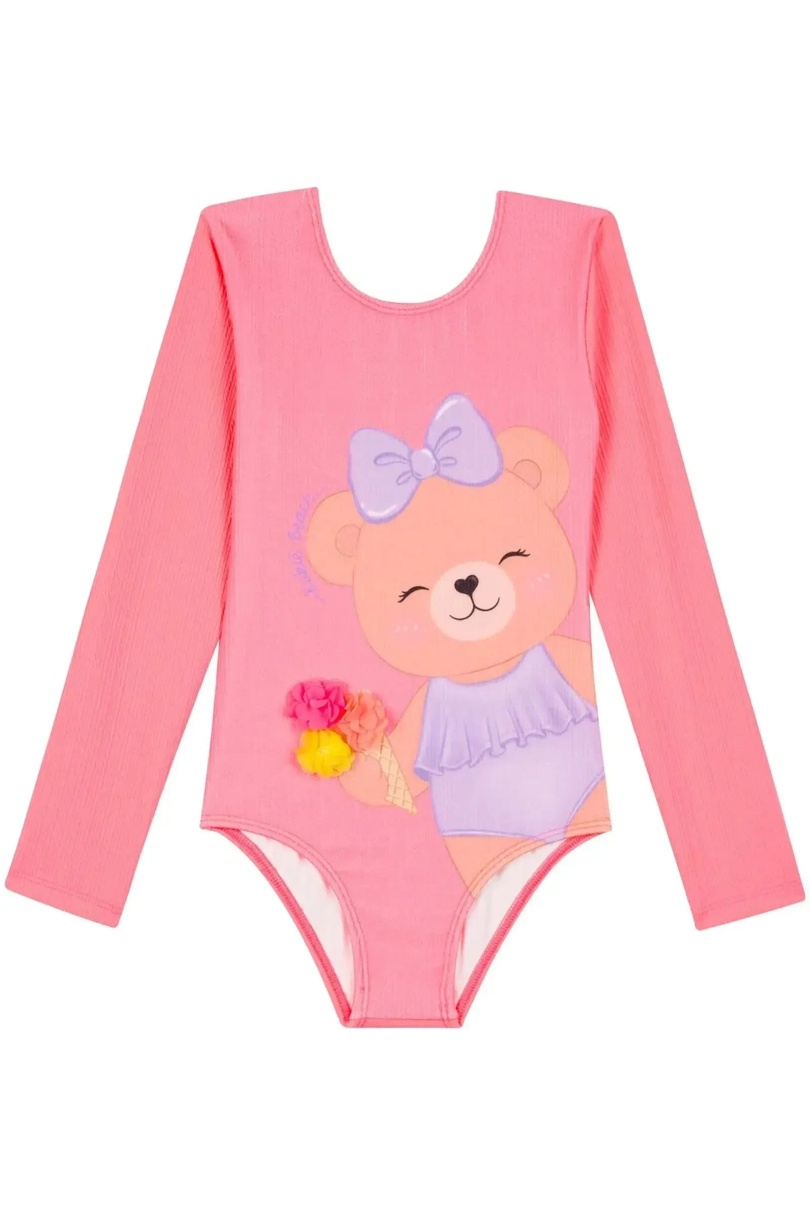 Maiô em Malha Jacquard Textura com Proteção UV 50+ 83577 Kukiê Infantil Menina