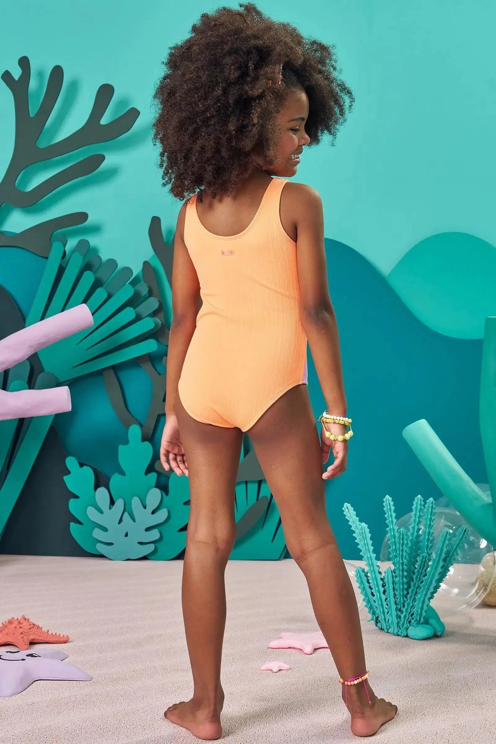 Maiô em Malha Jacquard Textura com Proteção UV50+ 83045 Kukiê Infantil Menina