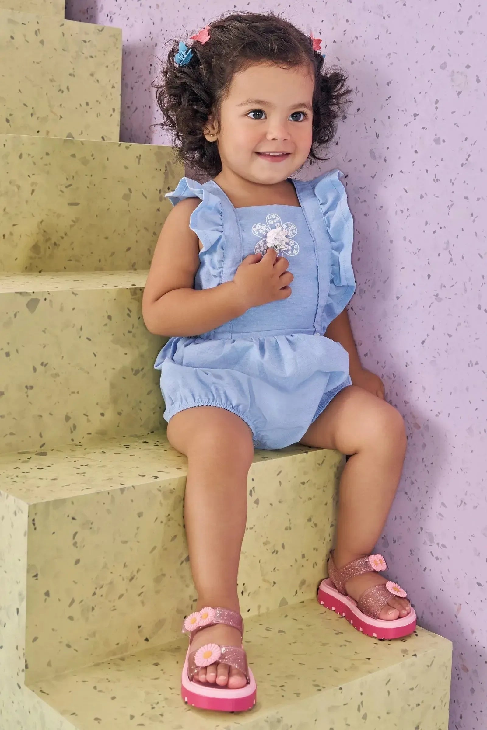 Romper em Tricoline 86818 Kukiê Bebê Menina