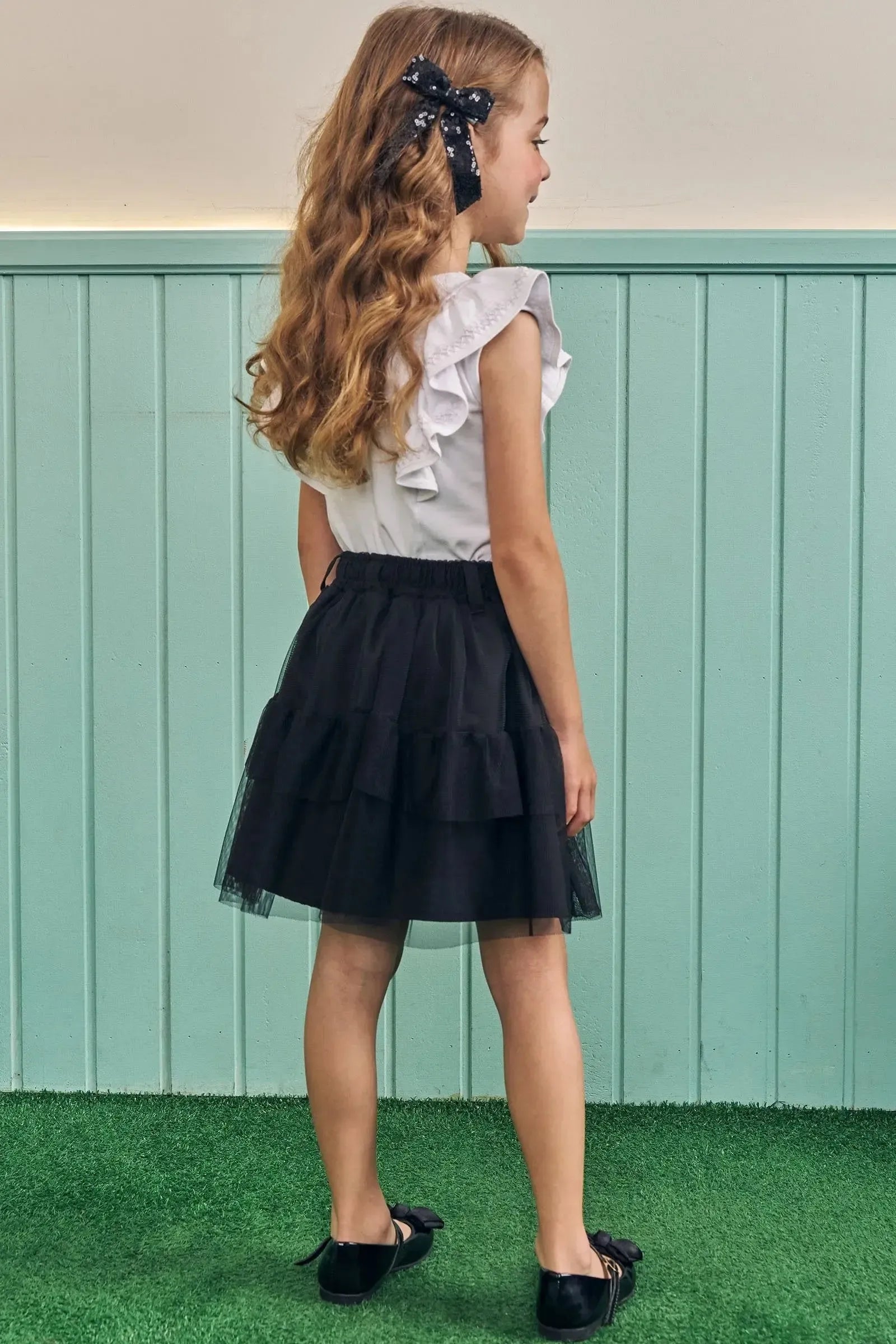 Saia em Tule com Elastano (com Shorts Embutido) 83419 Kukiê Infantil Menina