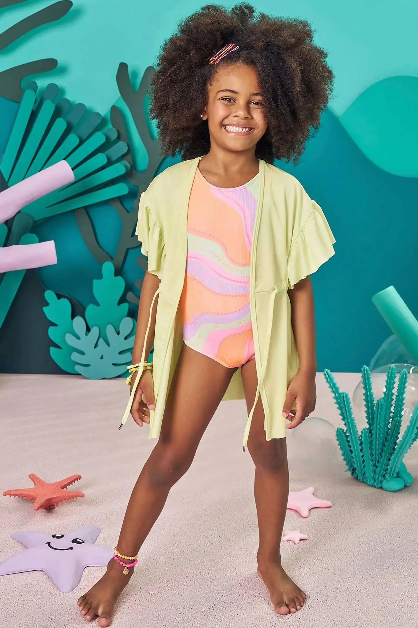 Saída de Praia em Malha com Proteção UV 50+ 83574 Kukiê Infantil Menina