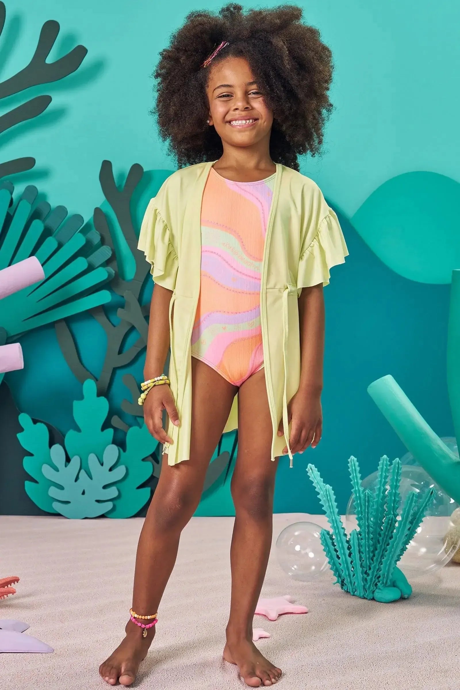 Saída de Praia em Malha com Proteção UV 50+ 83574 Kukiê Infantil Menina