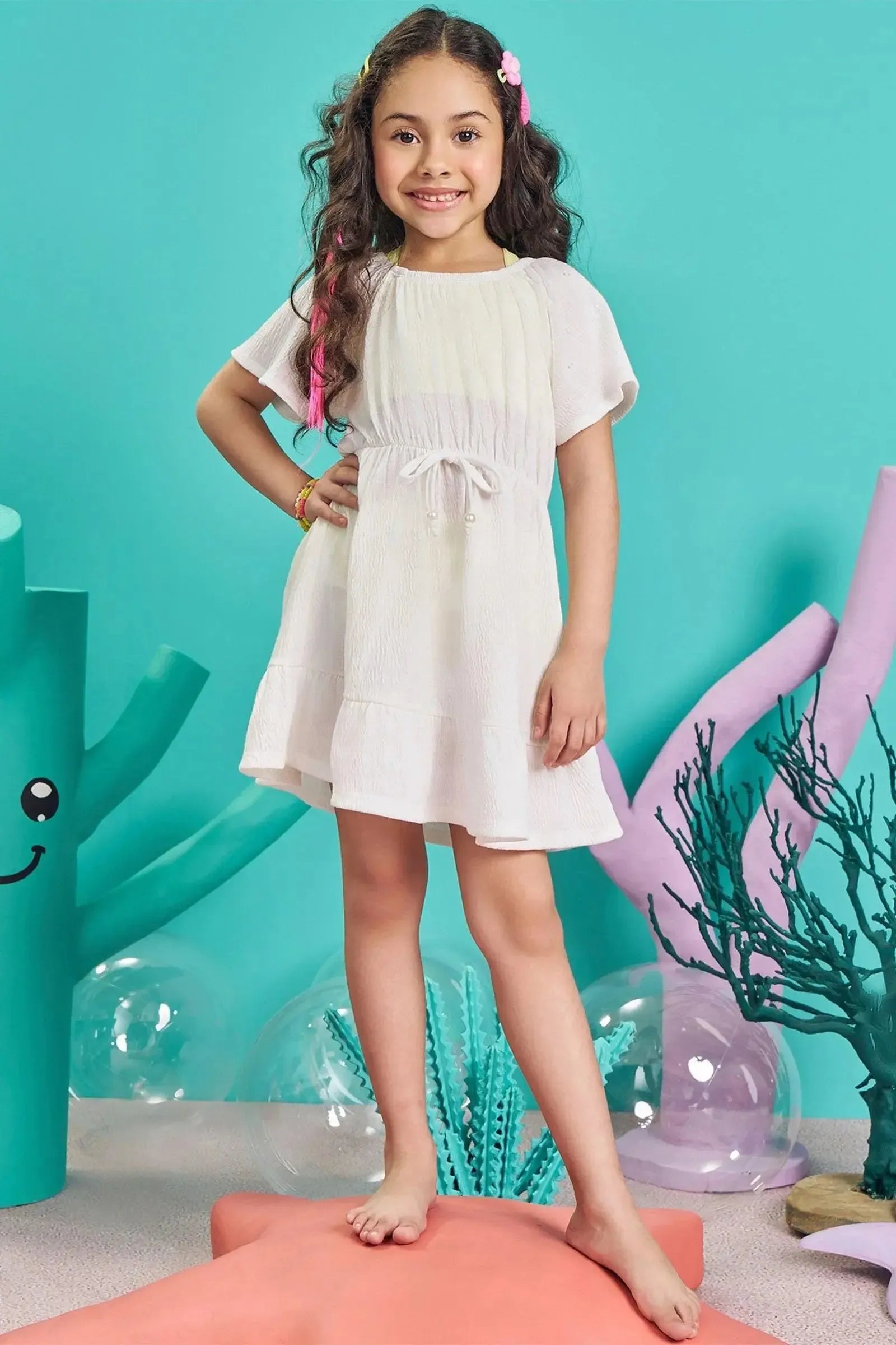 Saída de Praia em Malha Wave 84169 Kukiê Infantil Menina