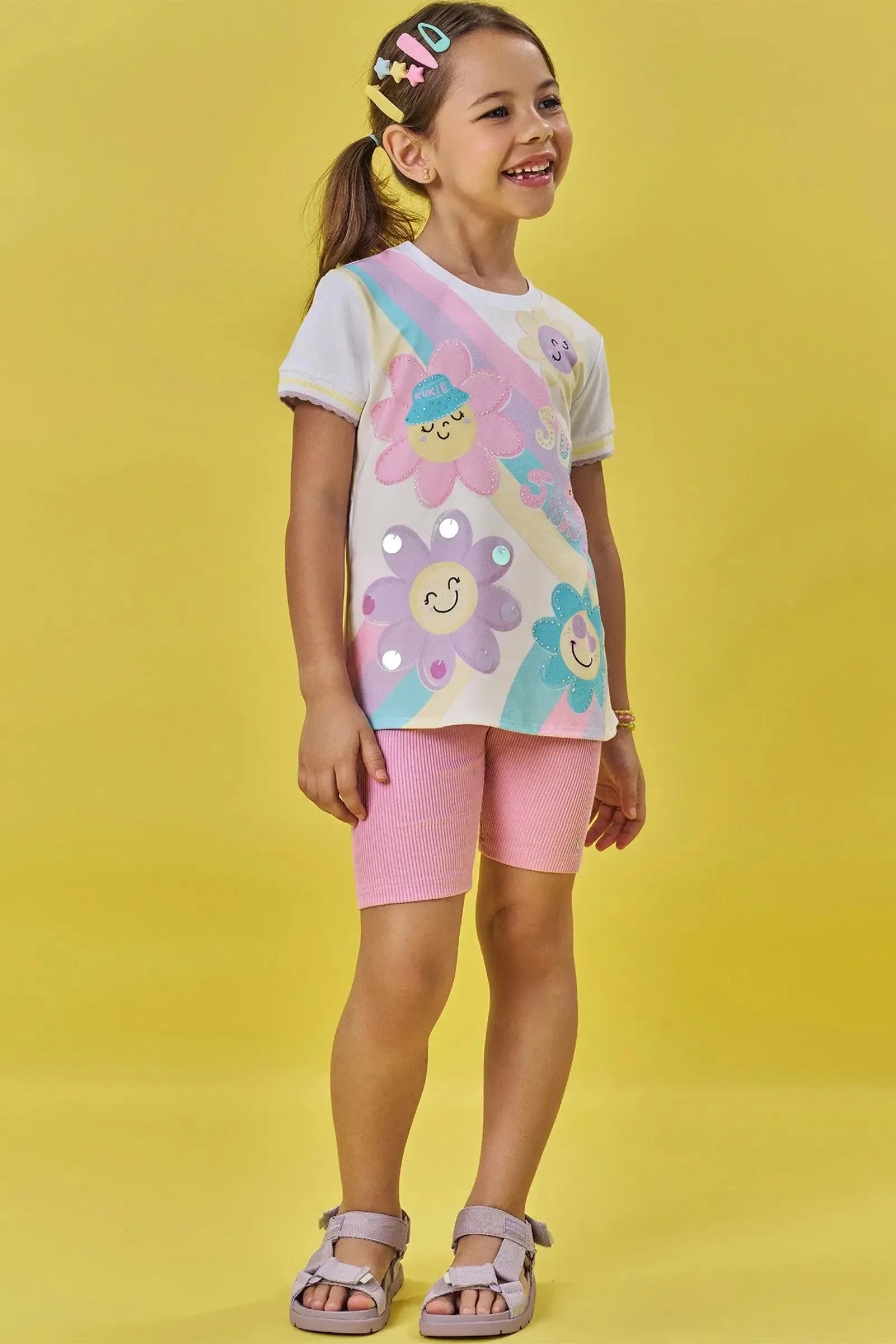 Short Biker em Soft Line 83068 Kukiê Infantil Menina