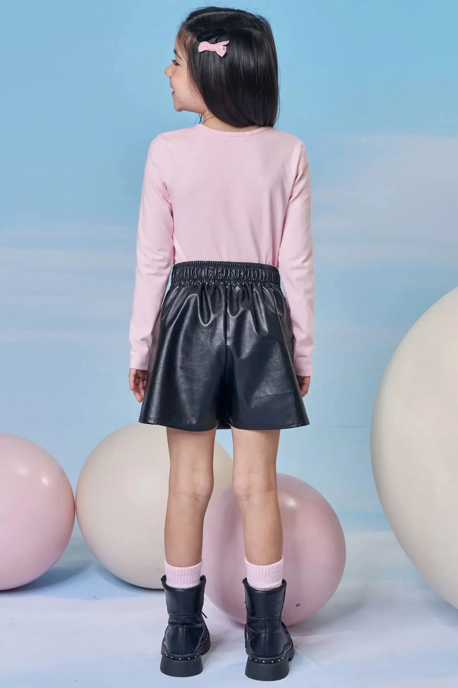 Short Saia em Couro Eco 92648 Kukiê Infantil Menina