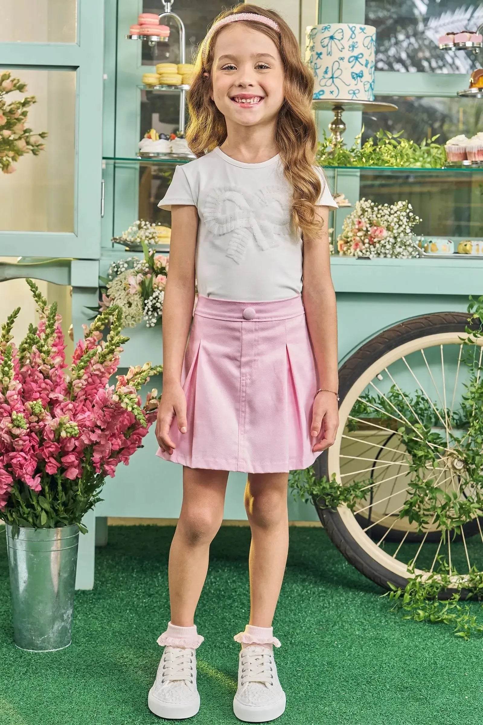 Short Saia em Sarja com Elastano 83789 Kukiê Infantil Menina