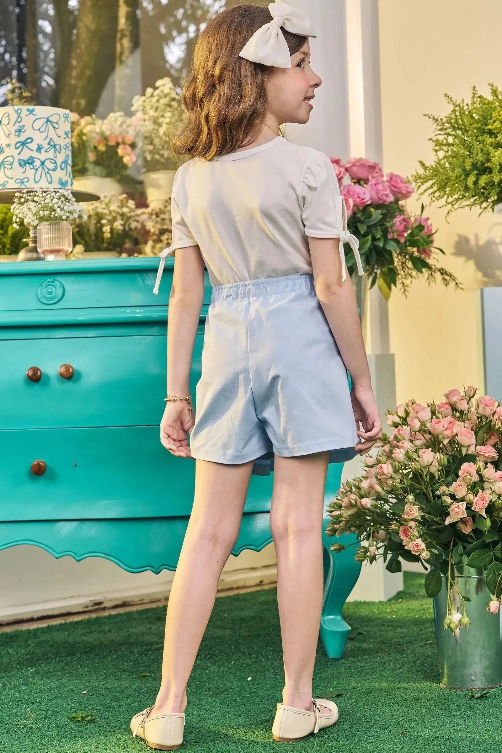 Short Saia em Sarja com Elastano 83789 Kukiê Infantil Menina