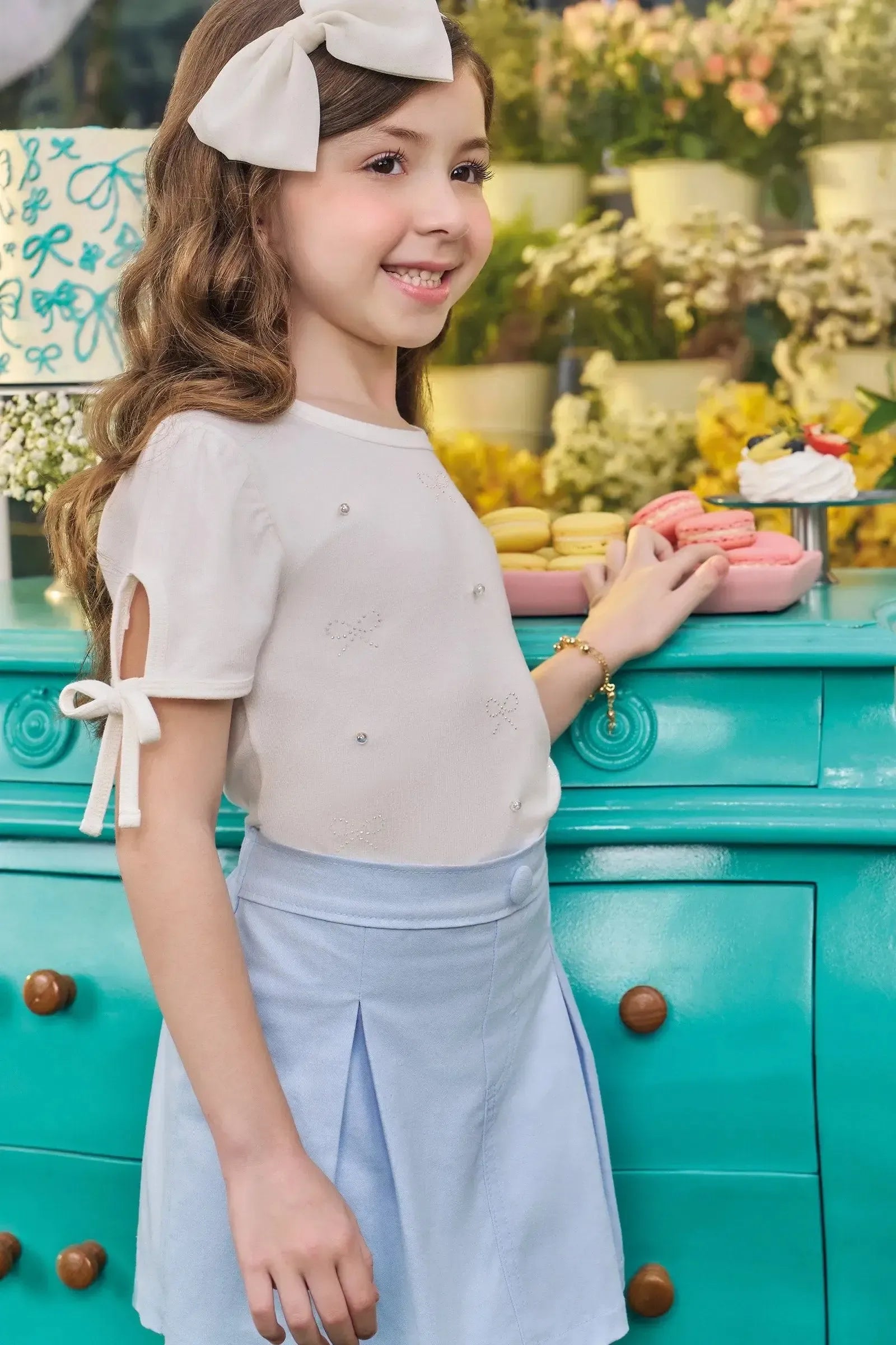 Short Saia em Sarja com Elastano 83789 Kukiê Infantil Menina