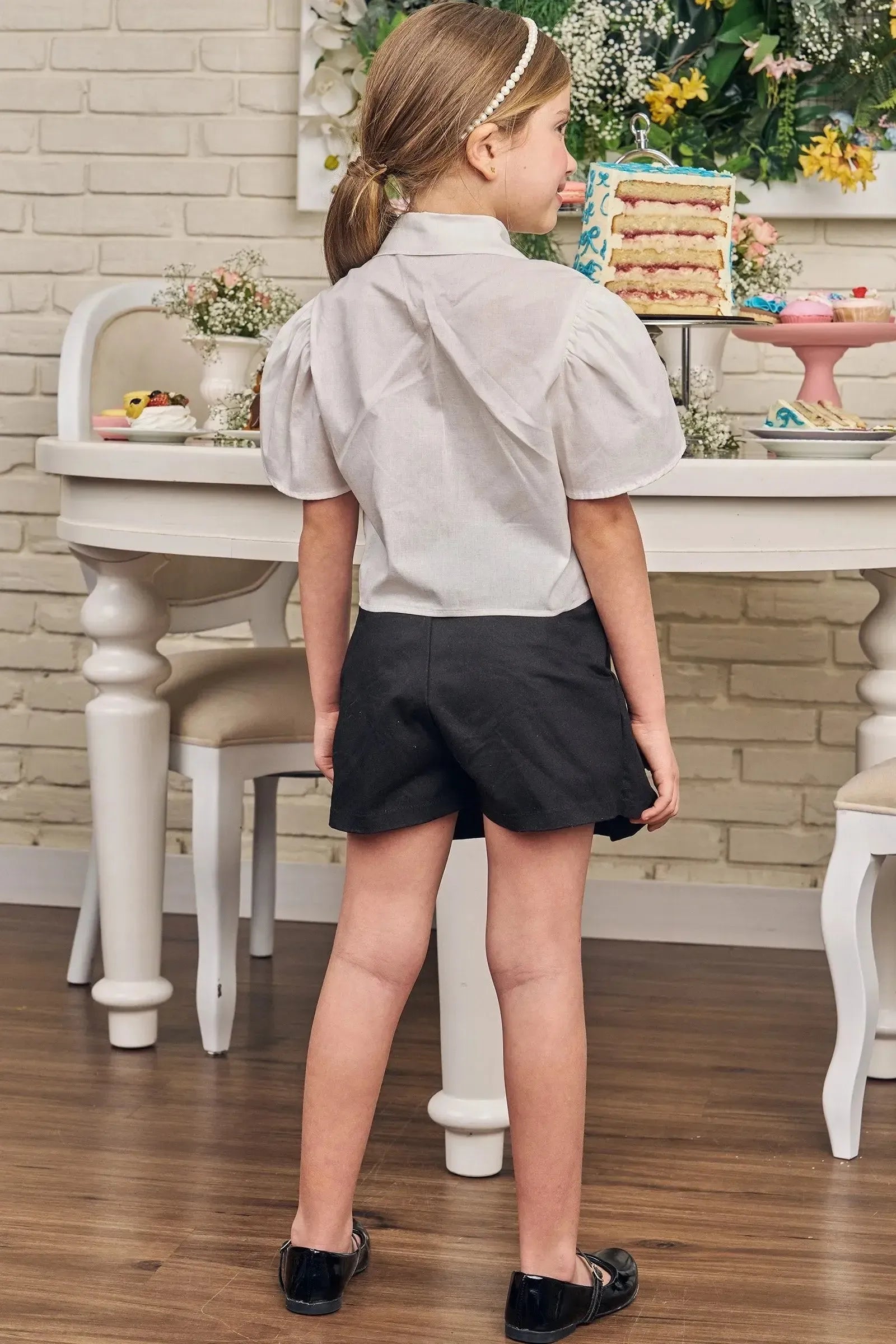Short Saia em Sarja com Elastano 83789 Kukiê Infantil Menina