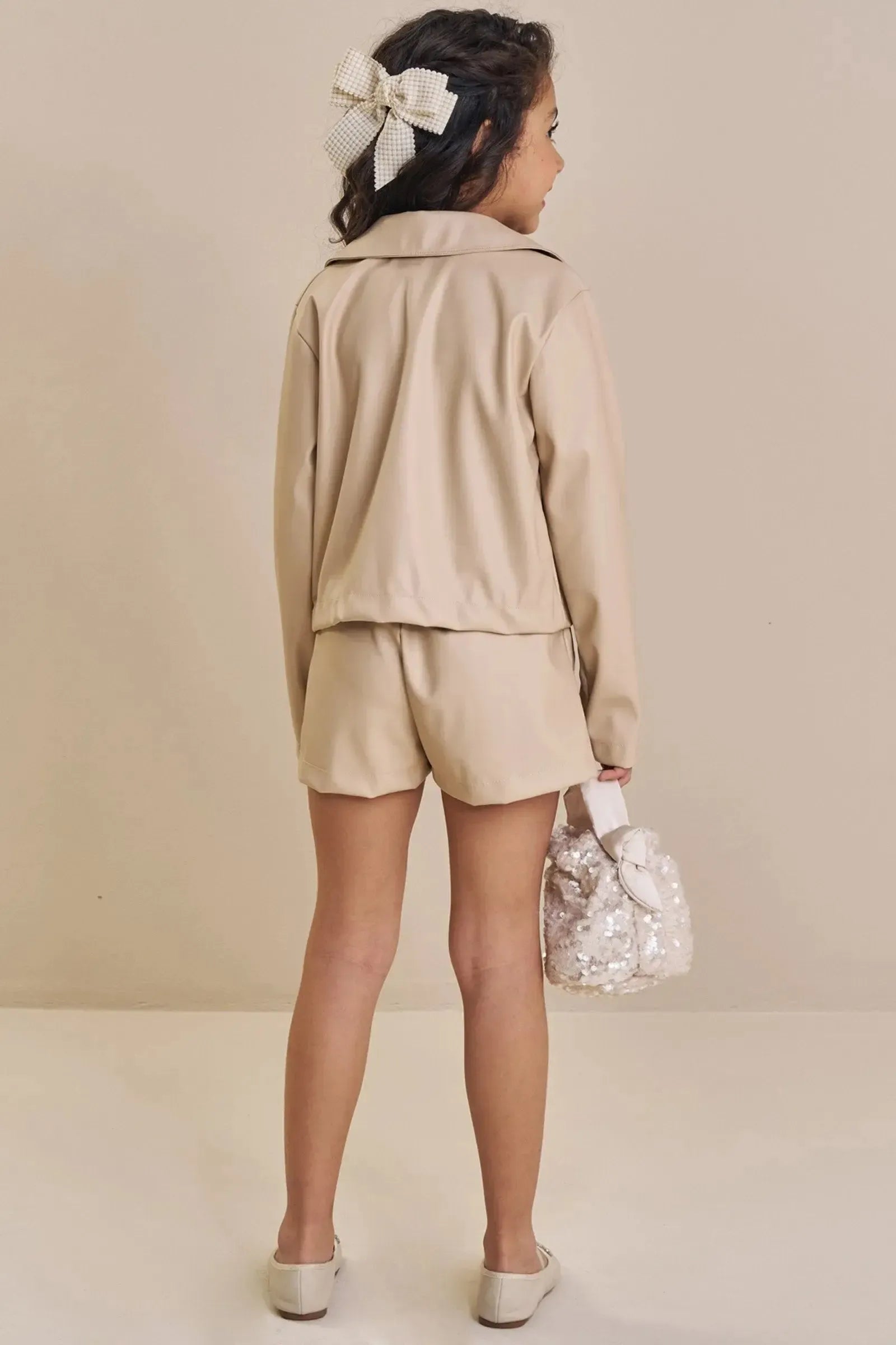 Shorts em Couro Eco 91755 Kukiê Infantil Menina