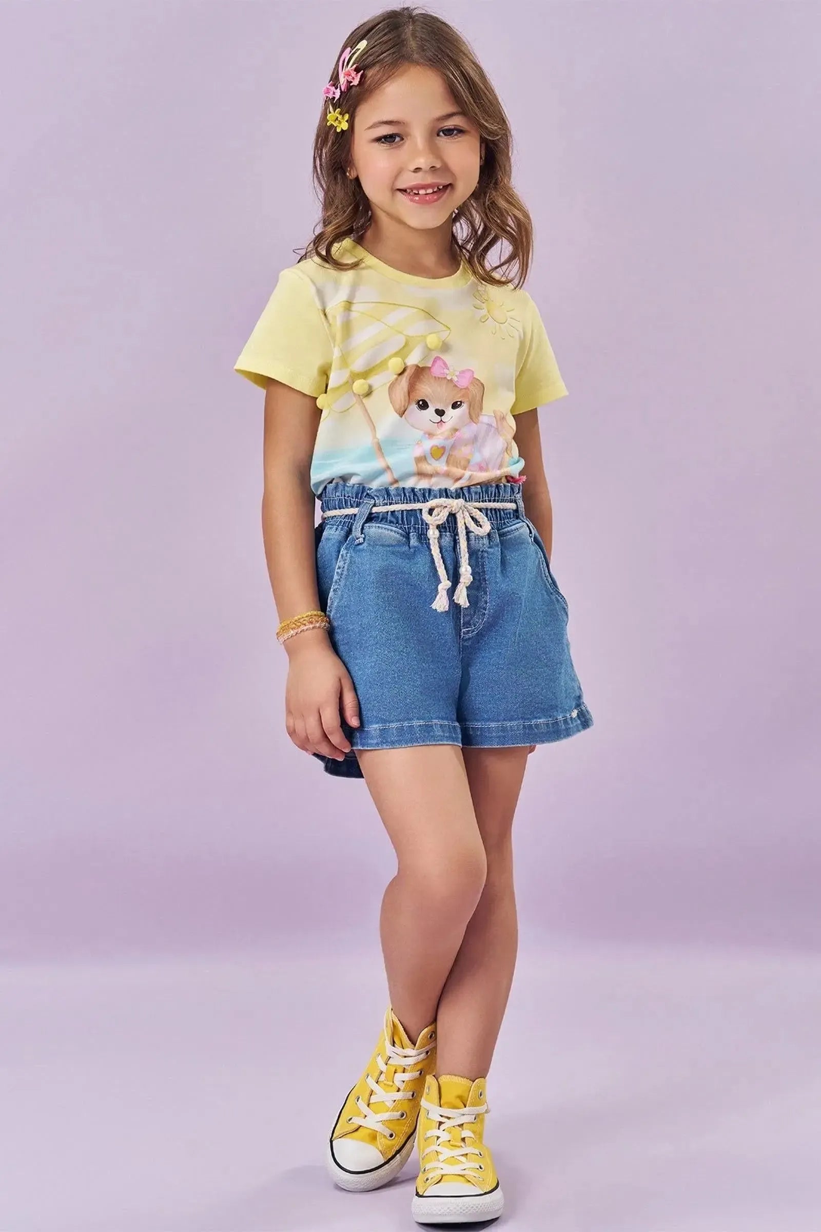 Shorts em Jeans com Elastano 83781 Kukiê Infantil Menina