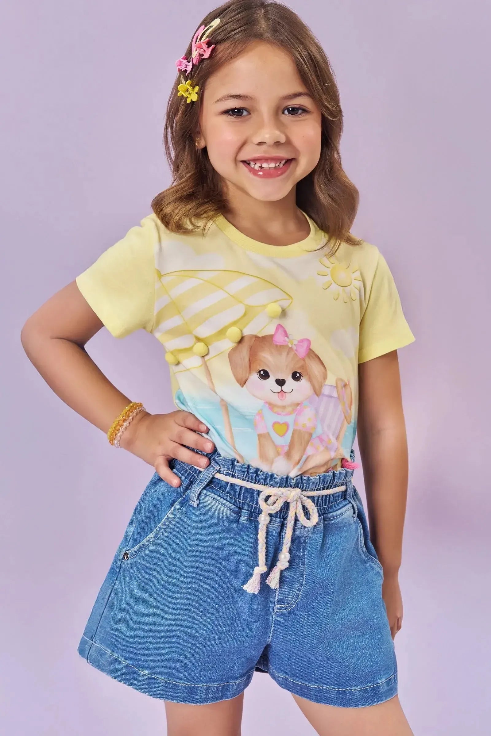 Shorts em Jeans com Elastano 83781 Kukiê Infantil Menina