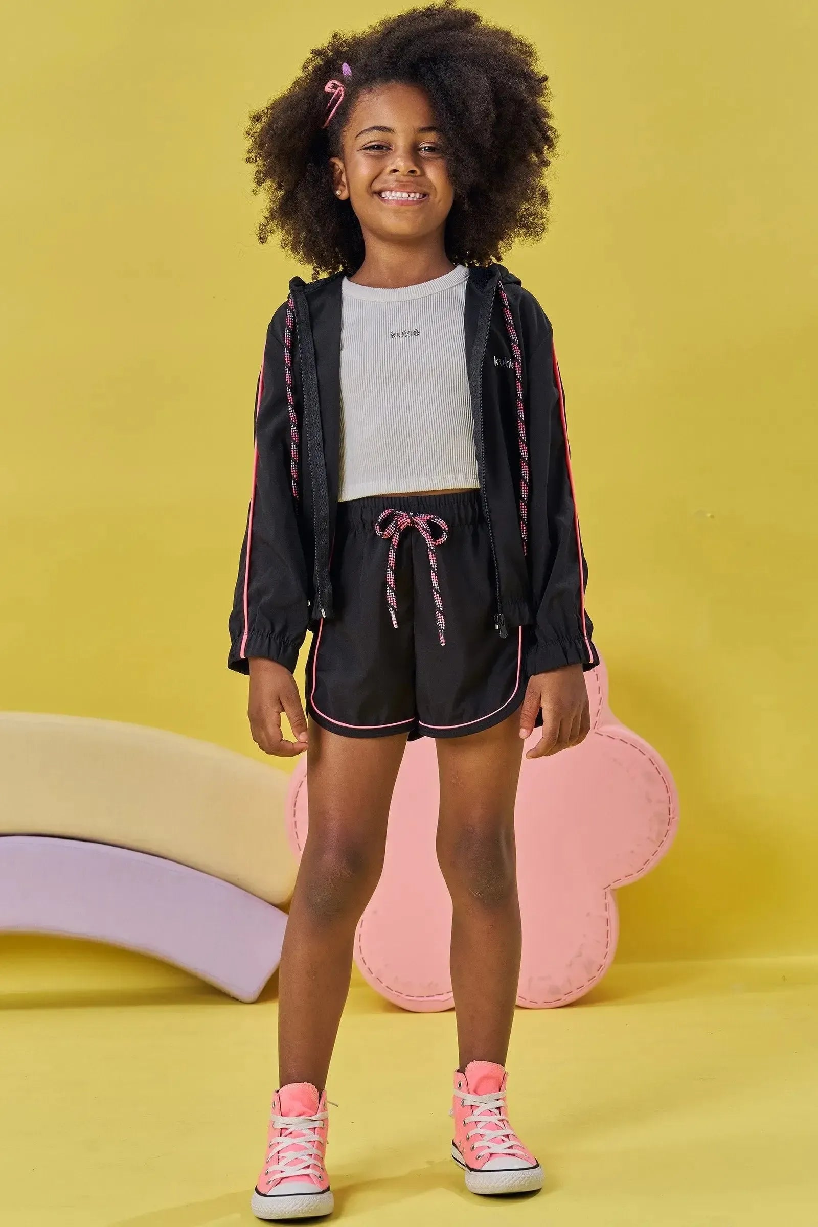 Shorts em Nylon com Elastano 83791 Kukiê Infantil Menina