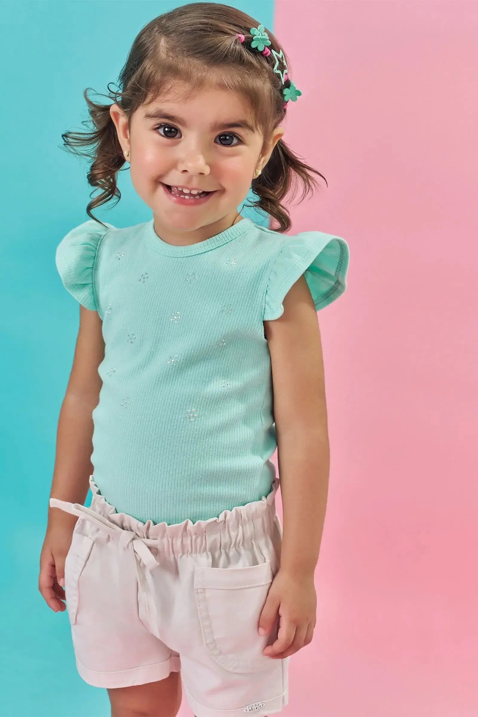 Shorts em Sarja com Elastano 84826 Kukiê Bebê Menina