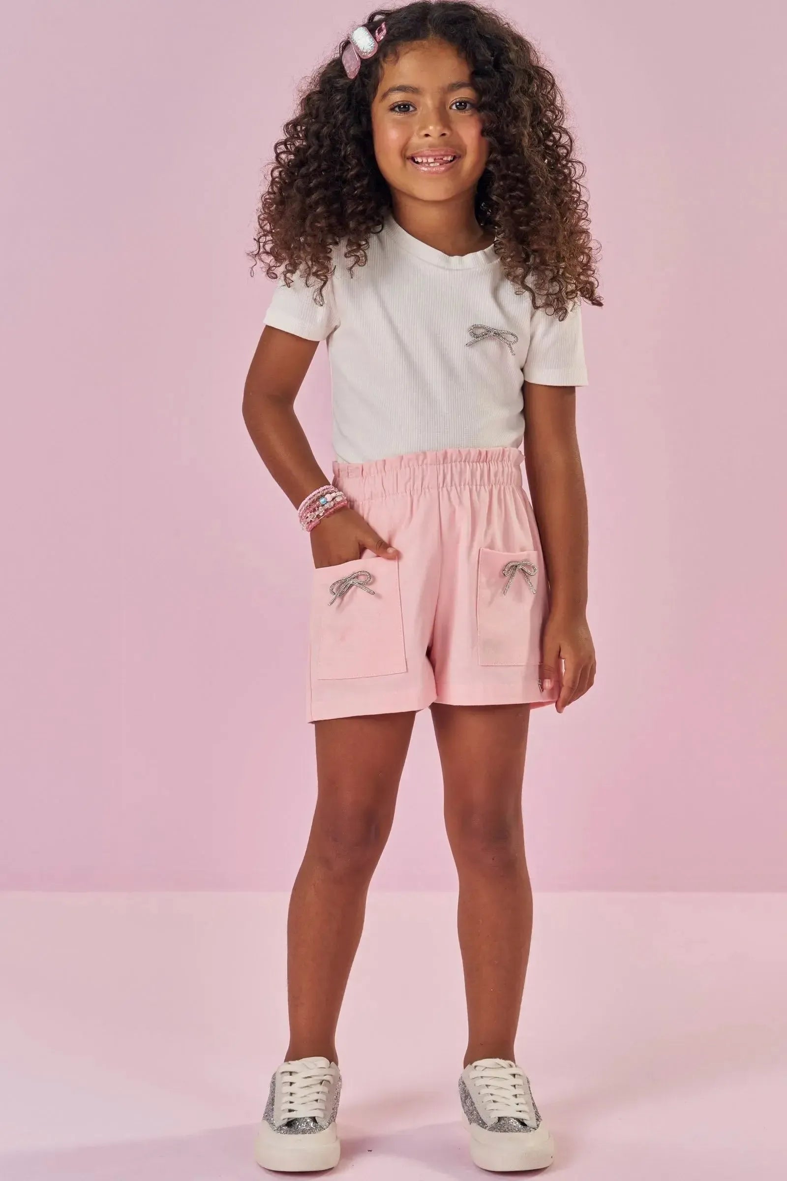 Shorts em Sarja com Elastano 87317 Kukiê Infantil Menina