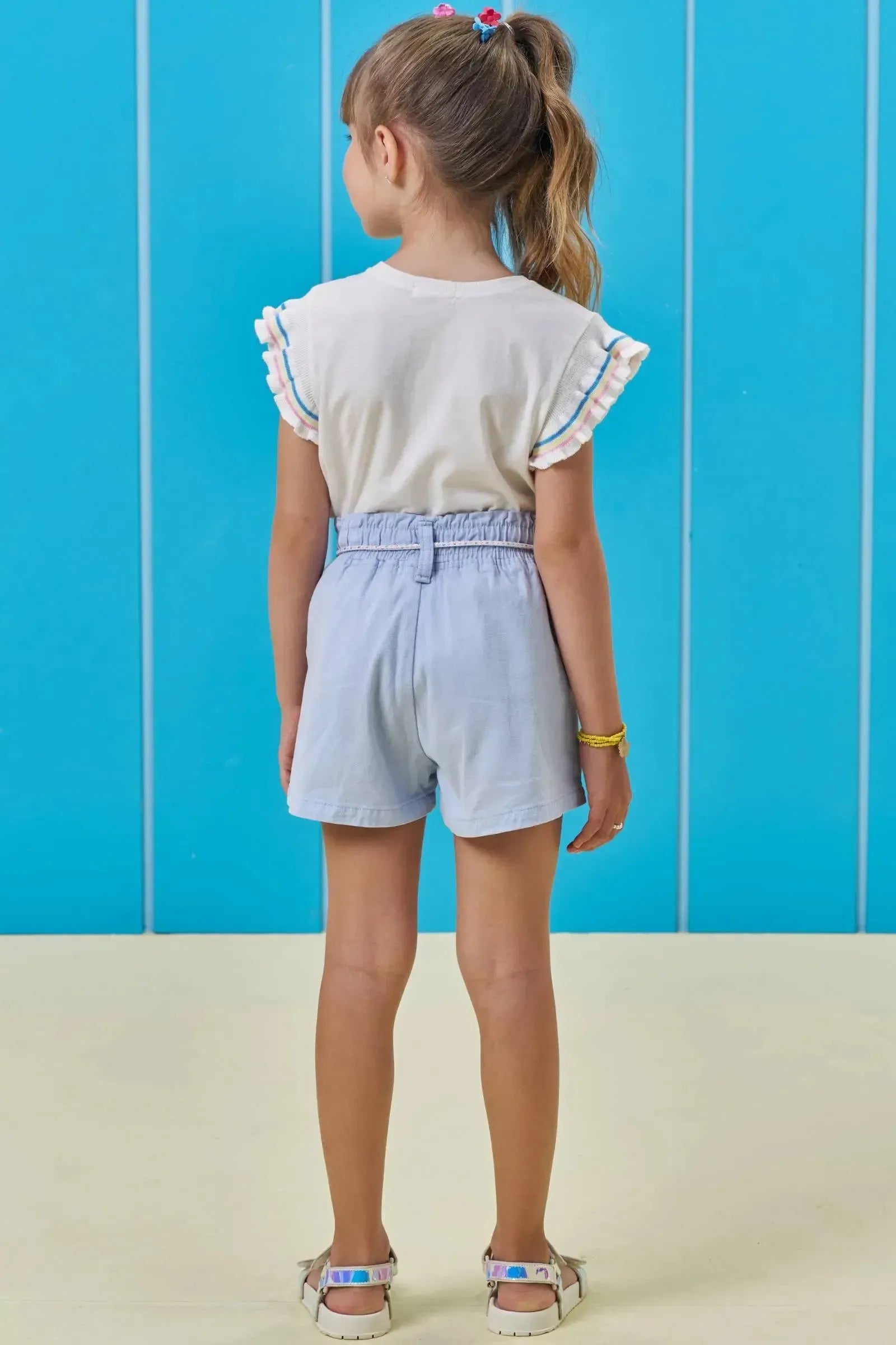 Shorts em Sarja com Elastano 94823 Kukiê Infantil Menina