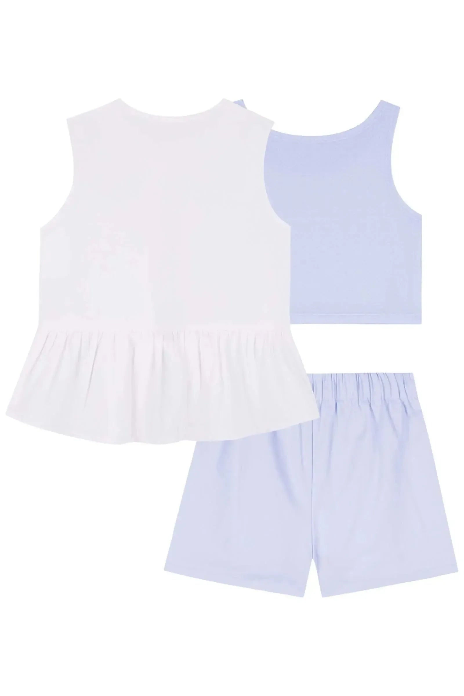 Trio de Bata em Tricoline 100% Algodão Top em Cotton e Shorts em Sarja com Elastano 83201 Kukiê Infantil Menina
