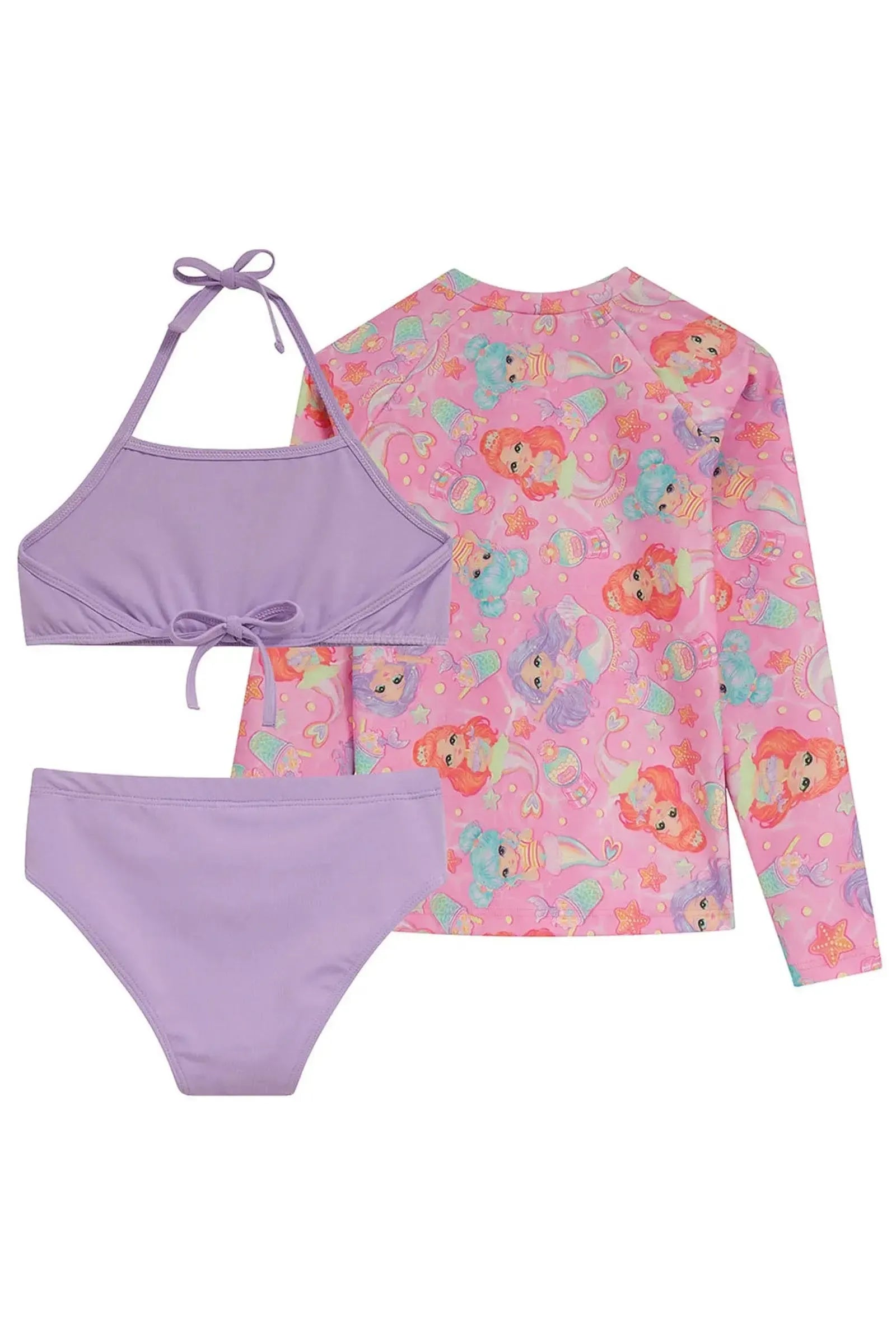 Trio de Biquíni e Blusa em Malha com Proteção UV50+ 96092 Kukiê Infantil Menina