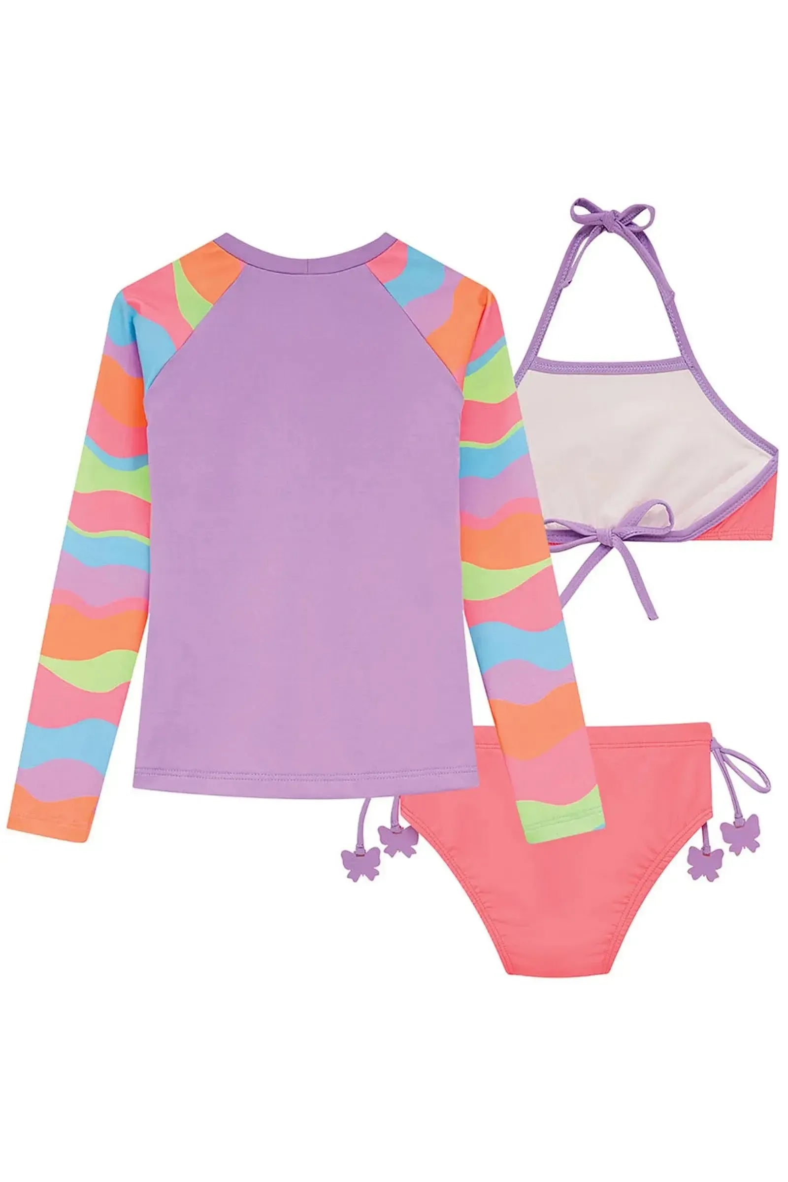 Trio de Biquíni e Blusa em Malha com Proteção UV50+ 96096 Kukiê Infantil Menina