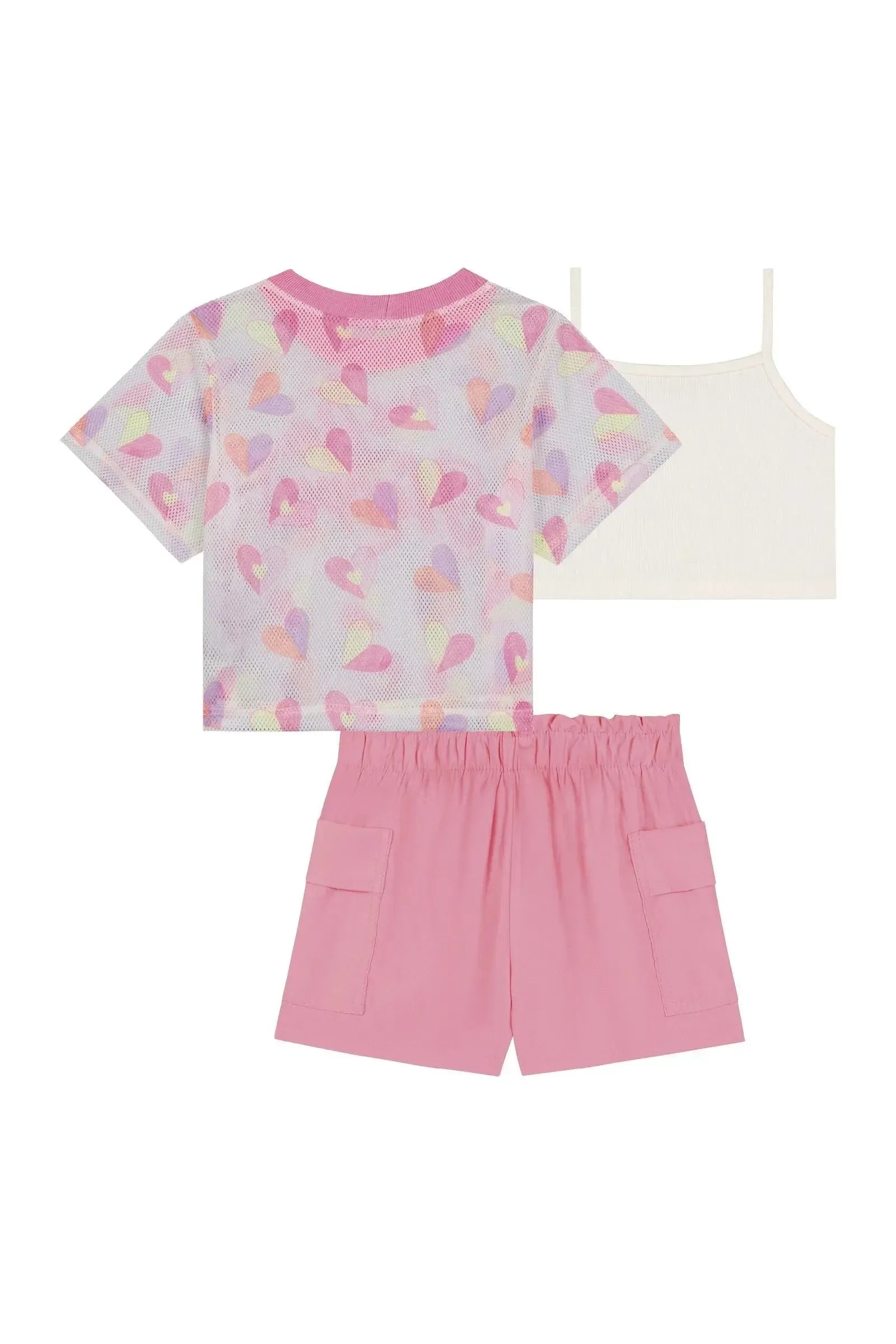 Trio de Top em Canelado Blusa Boxy em Tela Fashion e Shorts em Cupro 88067 Kukiê Infantil Menina