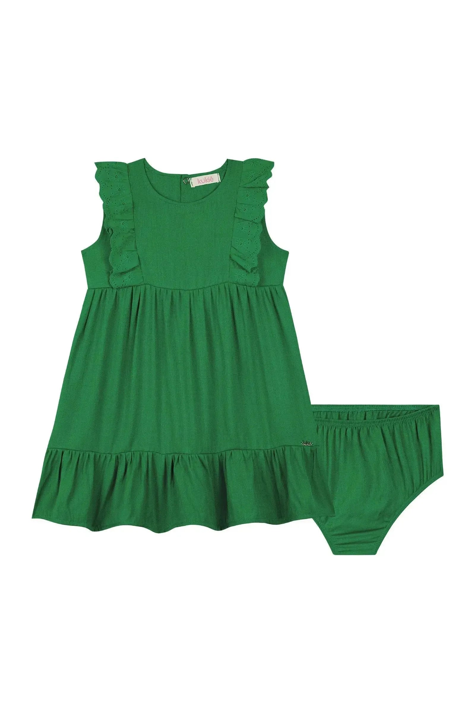 Vestido e Calcinha em Tecido Crepe 89398 Kukiê Bebê Menina