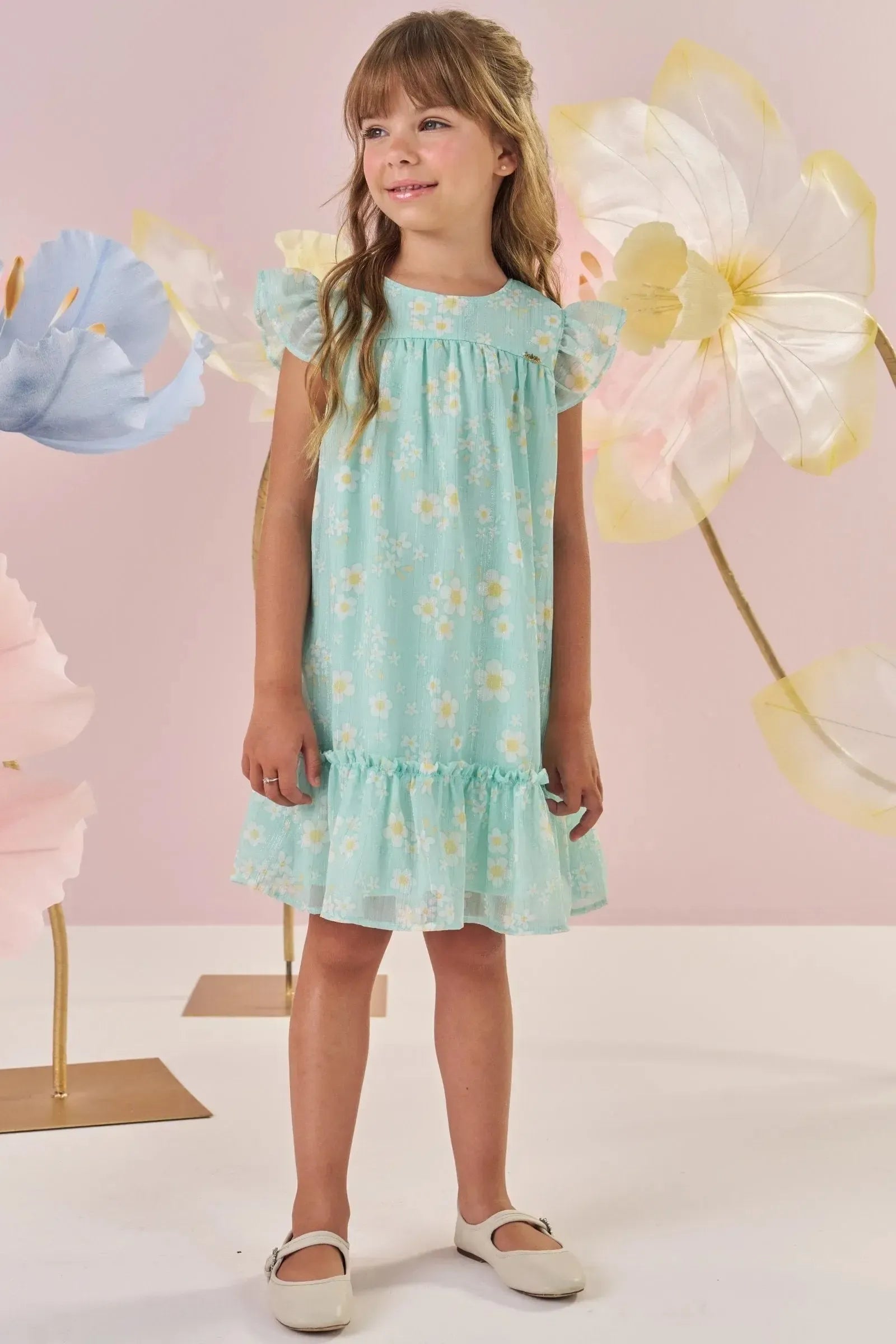 Vestido em Chiffon Brilho 88830 Kukiê Infantil Menina