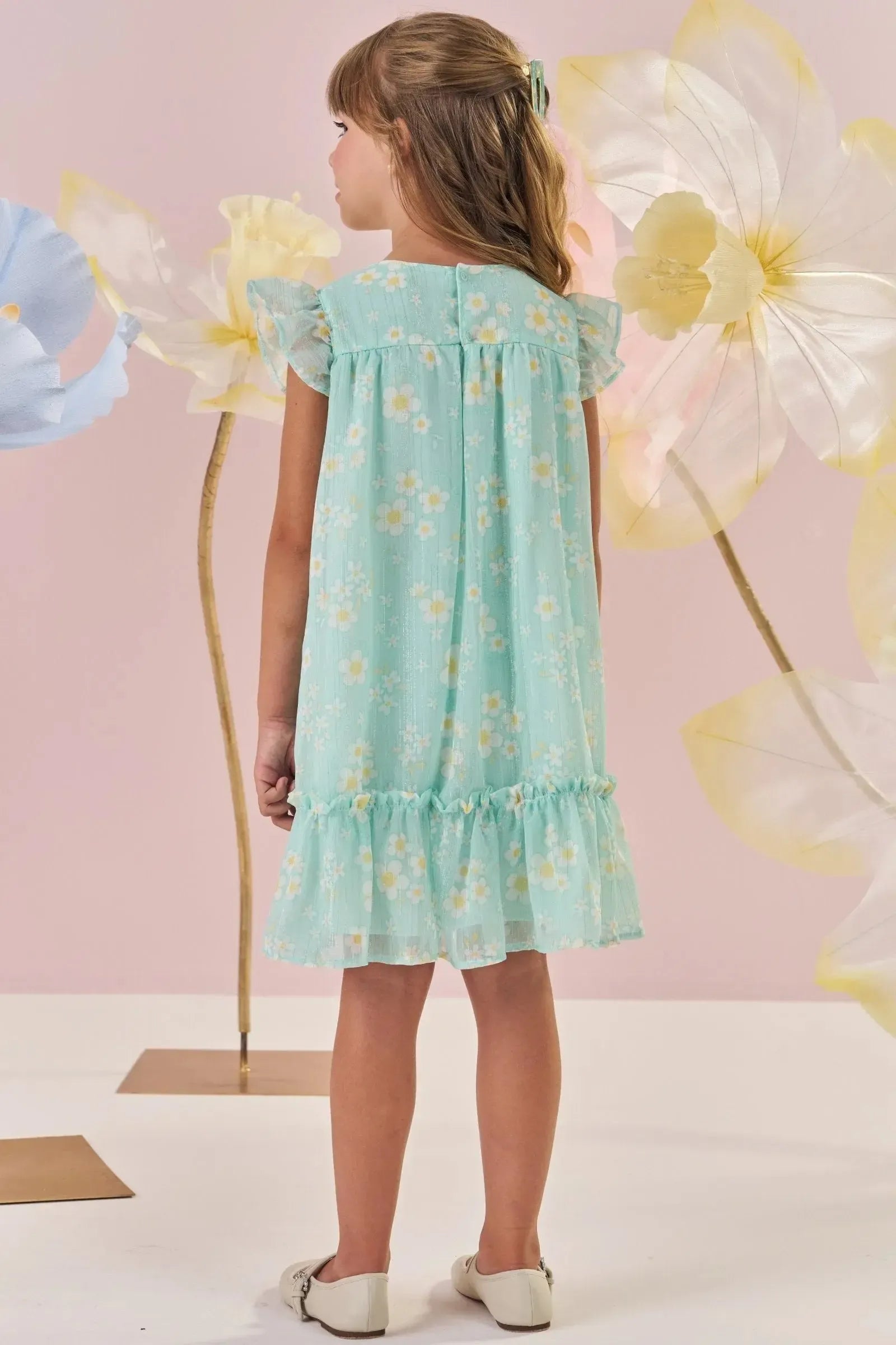 Vestido em Chiffon Brilho 88830 Kukiê Infantil Menina