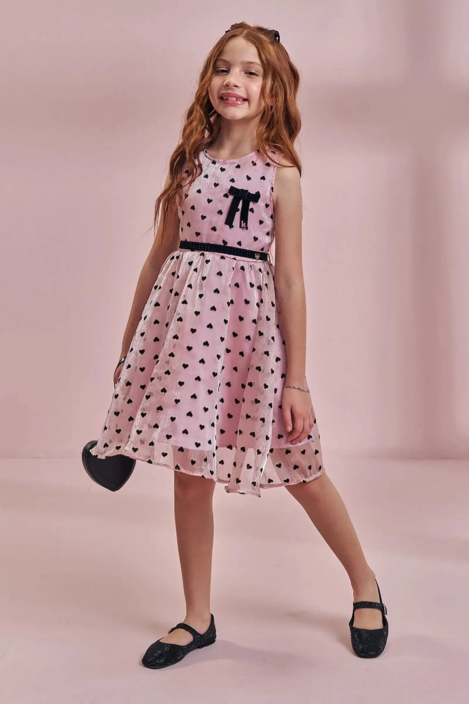 Vestido em Chiffon Corações 96568 Kukiê Infantil Menina