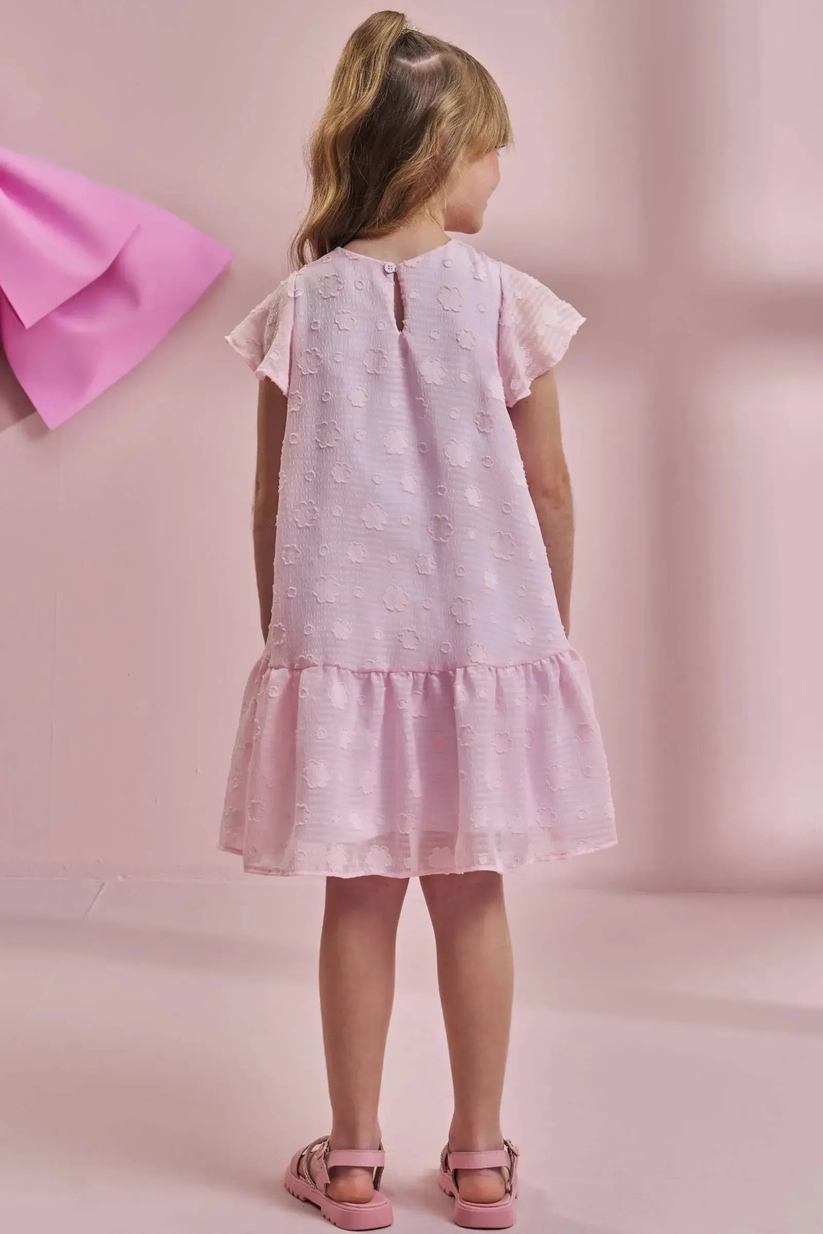 Vestido em Chiffon Flores 96558 Kukiê Infantil Menina