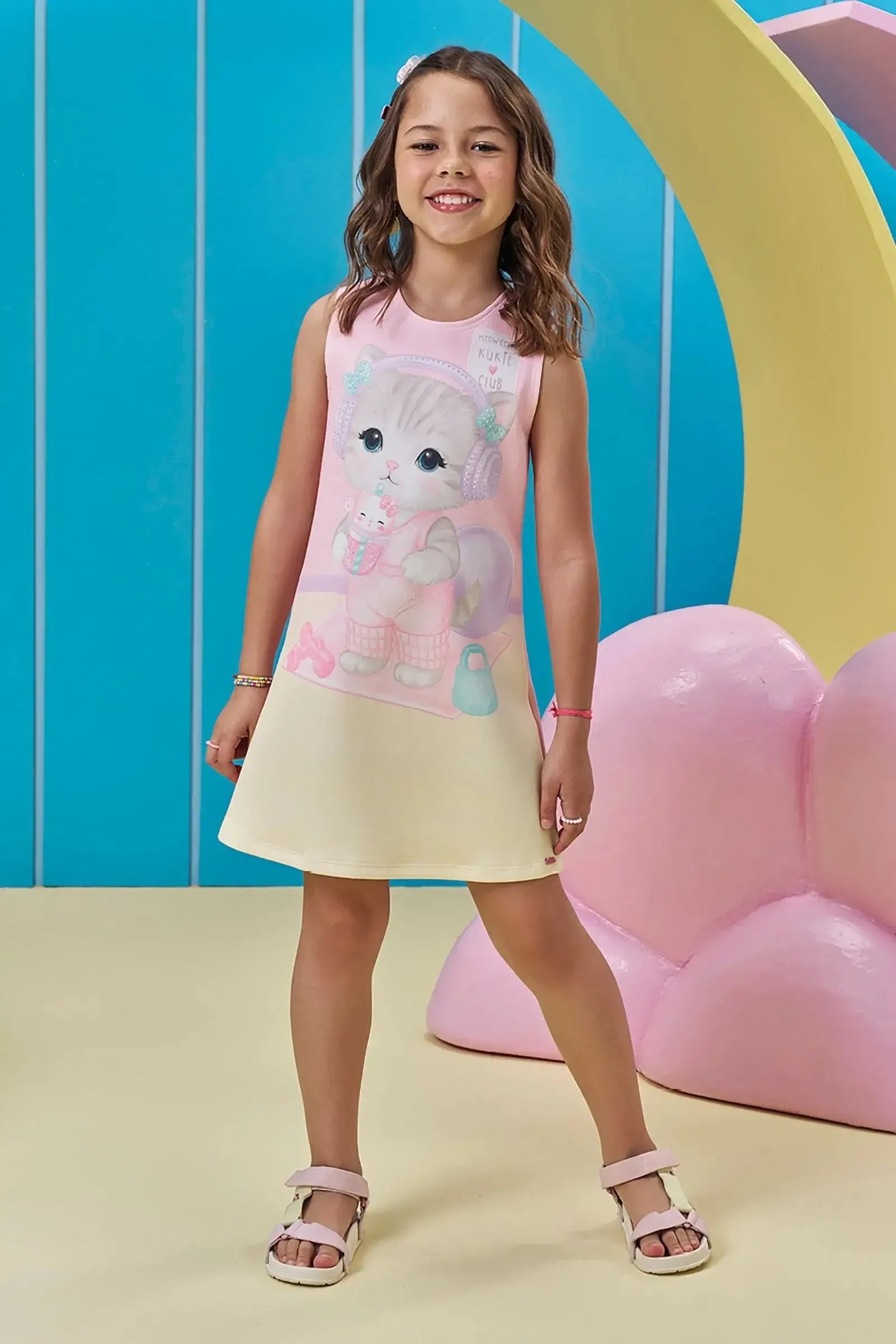 Vestido em Fly Tech 95561 Kukiê Infantil Menina